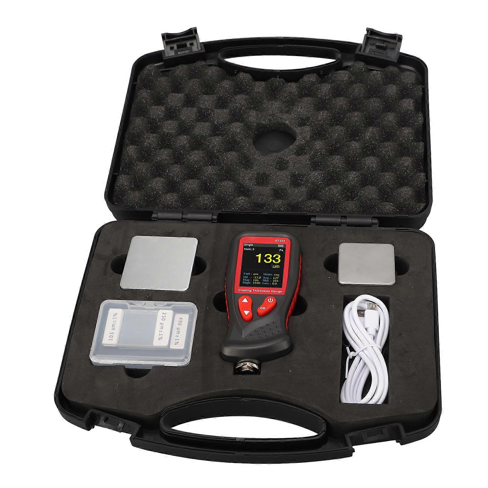 Paint Thickness Gauge, 0.1 mil Resolution, HD Color Display, Auto Shut-Off, Rechargeable Coating Thickness Tester