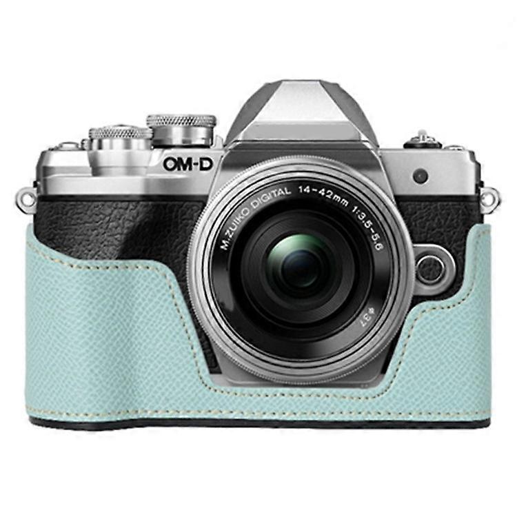 Compatible For Olympus OM-D E-M10 Mark III Camera Case Textured Leather Bottom Case Easy to Replace Battery