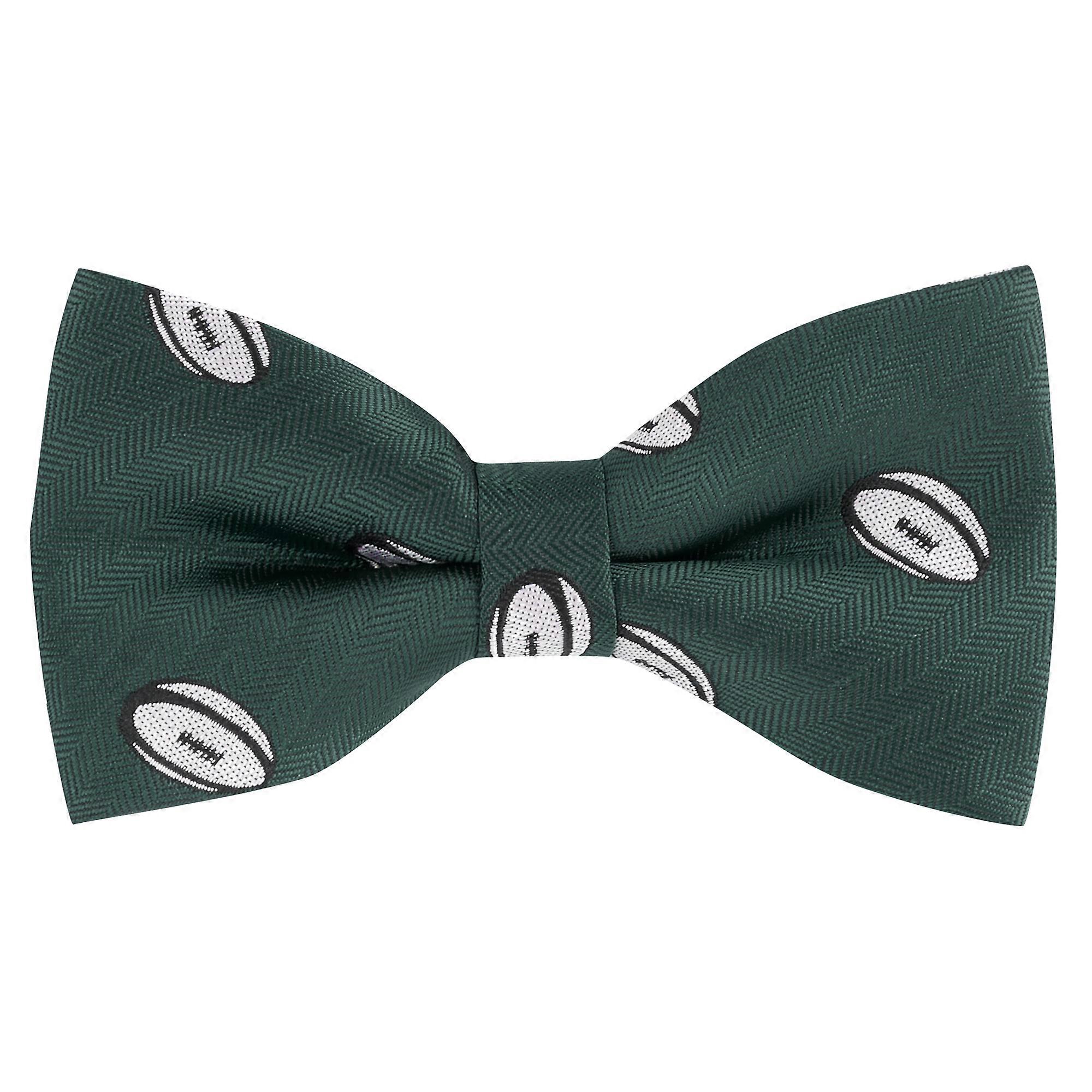 Dark Green Rugby Ball Herringbone Bow Tie