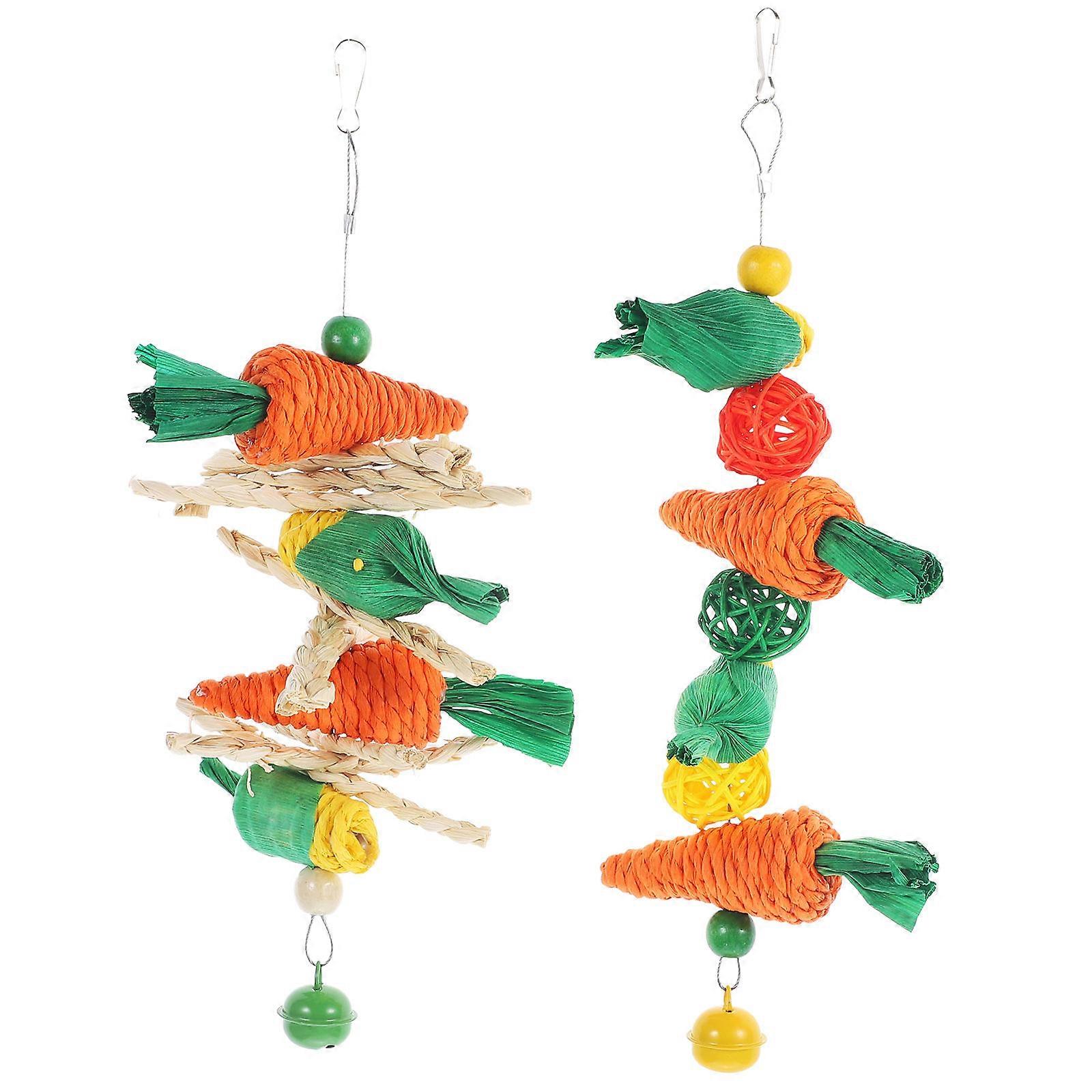 2pcs Carrot Chew Toy for Hamsters & Rabbits – Durable Teeth Grinding Plaything for Pet Activities