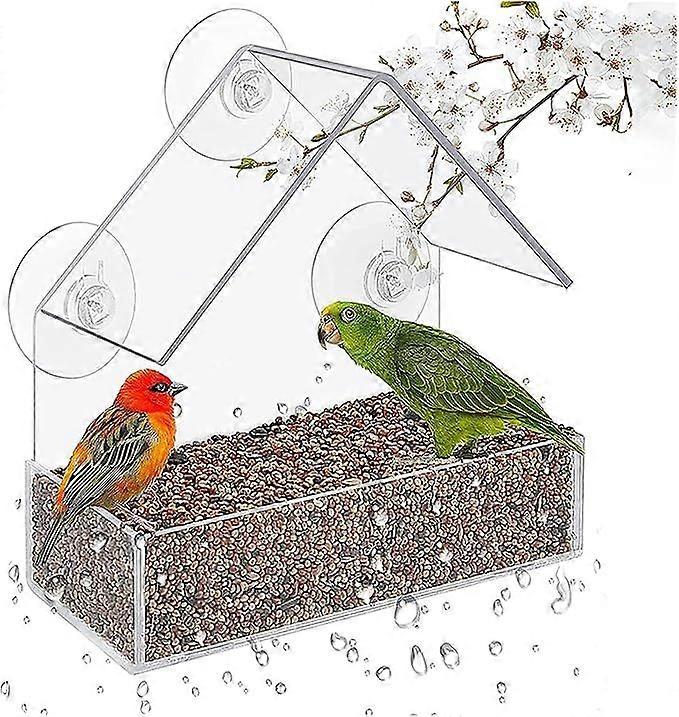 Clear House Window Bird Feeder Window Viewing Bird Feeder Triangular with Suction Cup Bird Feeder Installation House Type Feeder