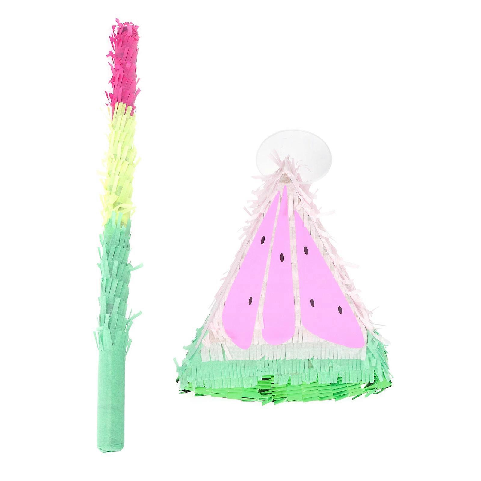 Summer Theme Party Favors Watermelon Fruit Pinata Toy Assorted Color 29x27cm Fillable with Candies and Toys 1 Set