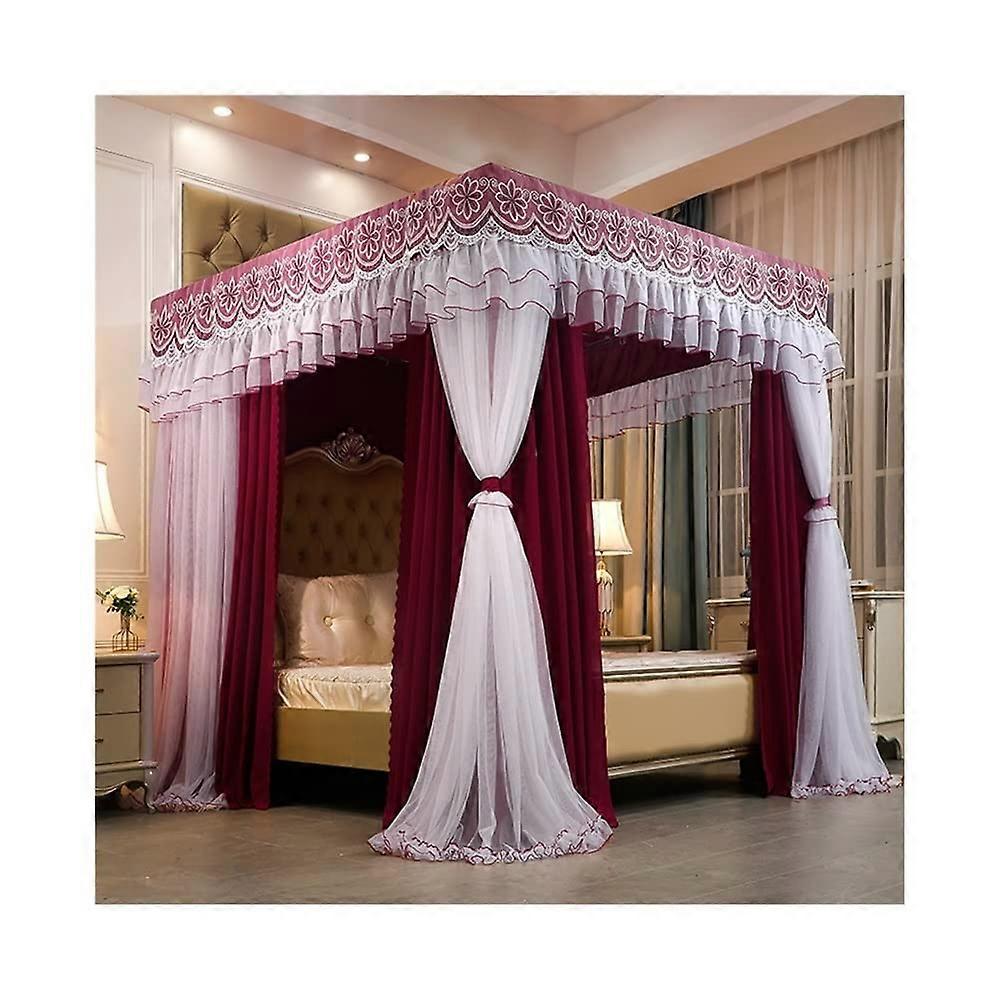 Betthimmel 1.8m/6ft Bed Canopy, Dust Mosquito Net with Metal Holder, Princess Style Bedding Curtain (1.8x2x2m, Style 6)