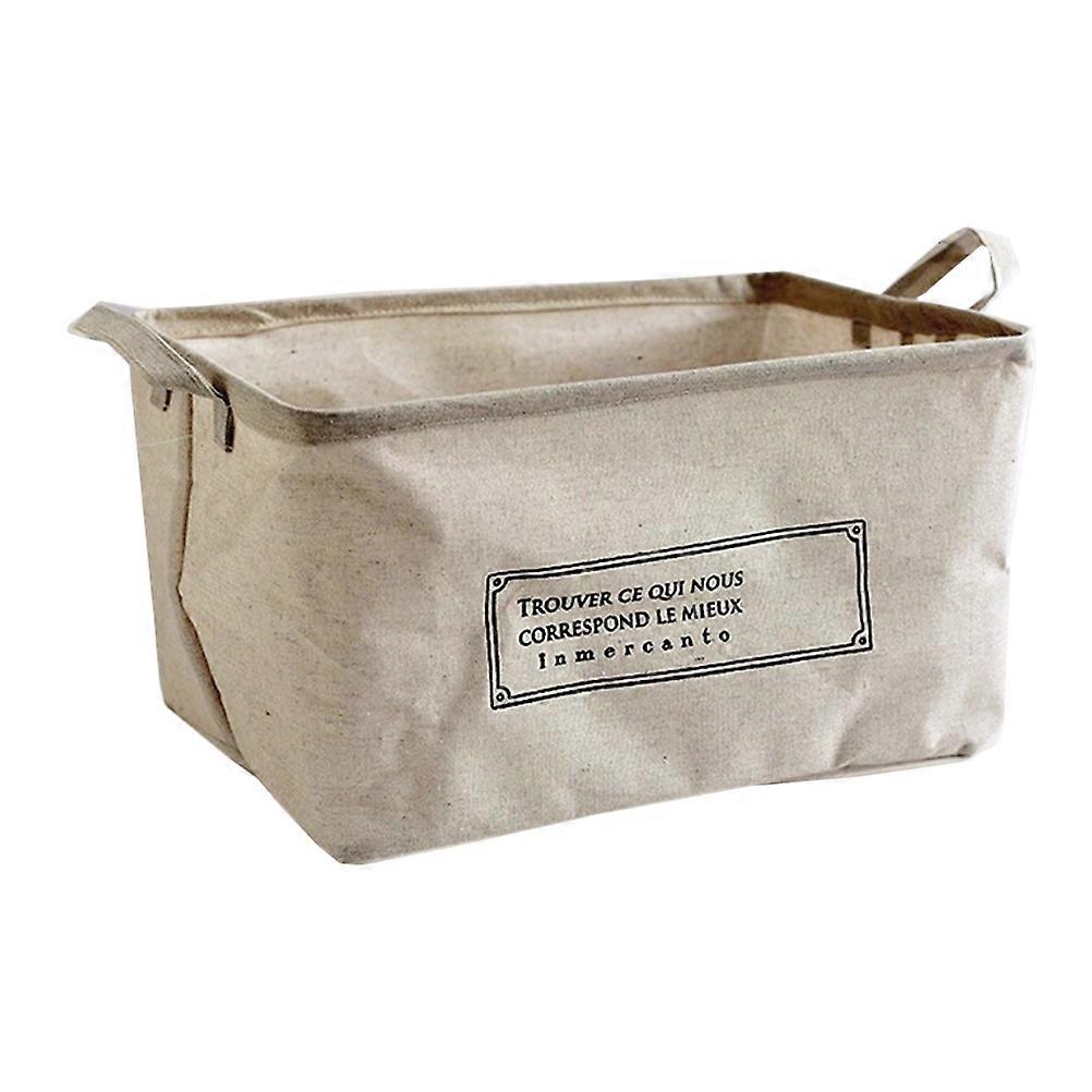 Beige Linen Storage Basket Kids Toys Organizer Large Capacity Rectangular Simple Design 1Pack