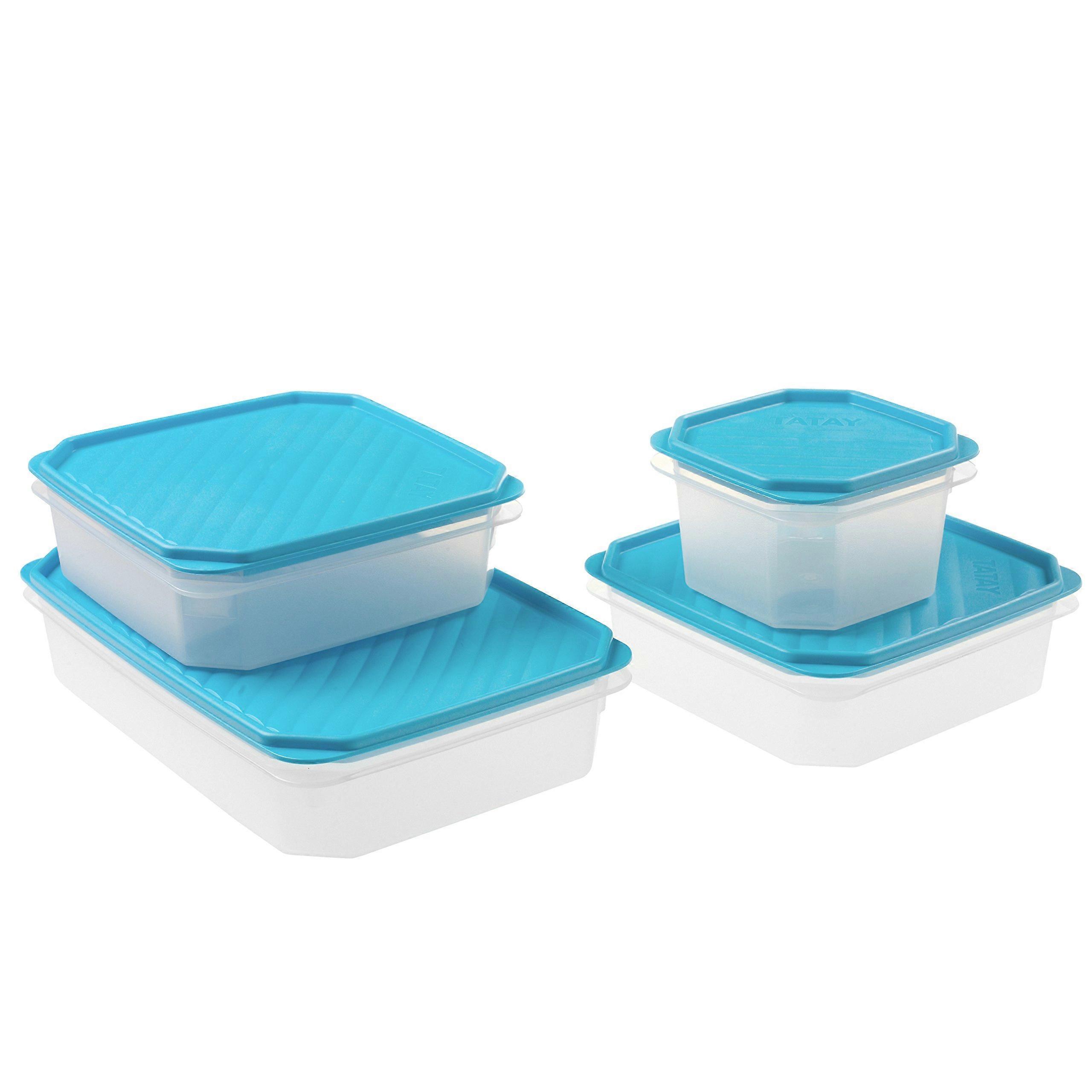 Set of 4 Food Storage Containers, Vacuum, BPAFree, Microwave, Dishwasher, Blue