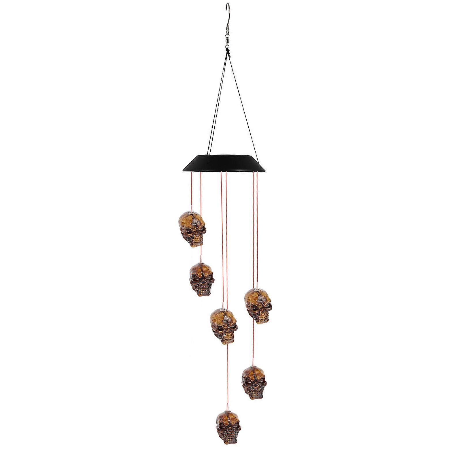 Halloween Ornaments Small Wind Chimes with Colorful Light and Solar Power for Garden 1Pcs