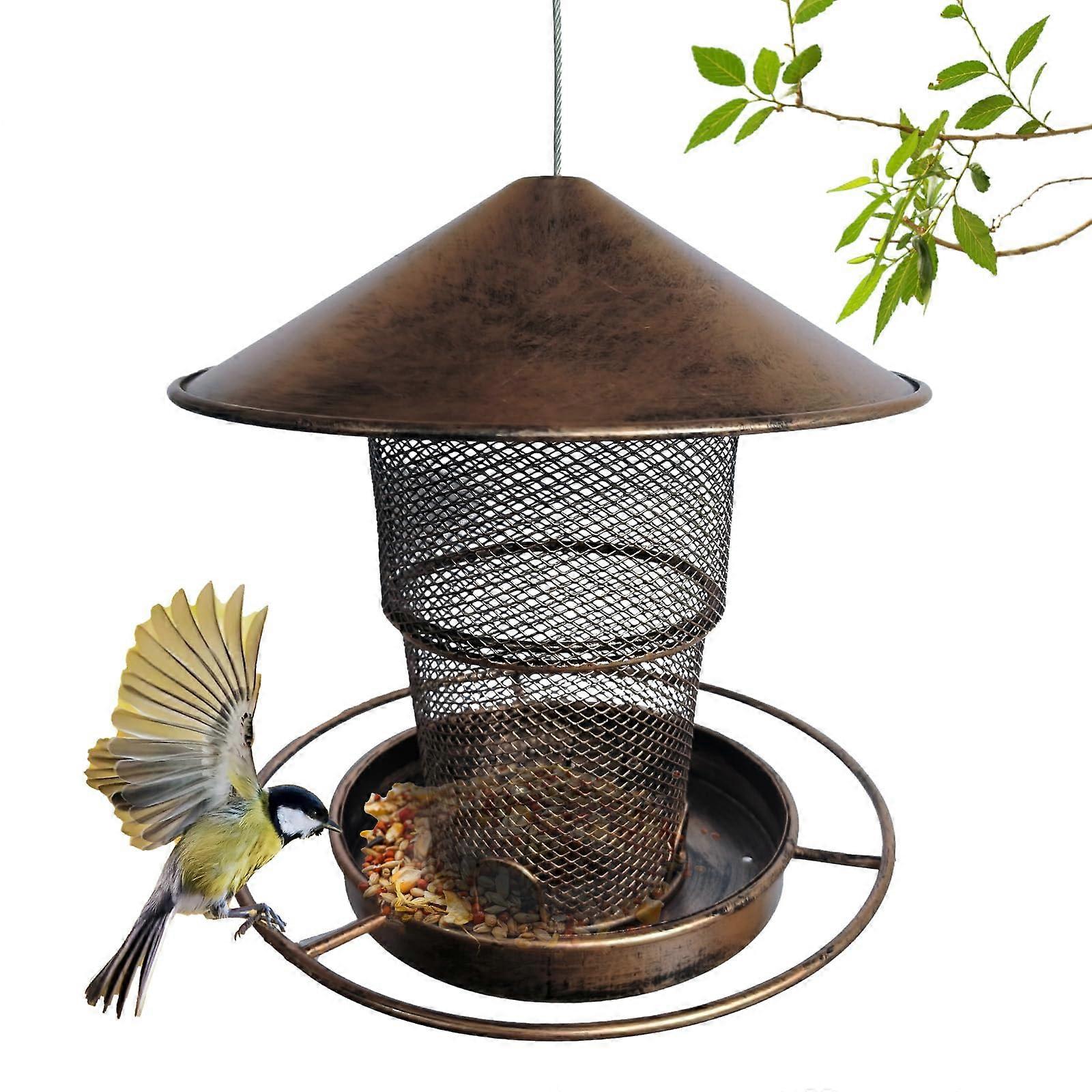 Bird Feeder, Gold Metal Bird Feeder, Hanging Bird Feeder, Stretchy Bird Feeder, AllMetallic Craftsmanship Bird Feeder for Birds Garden