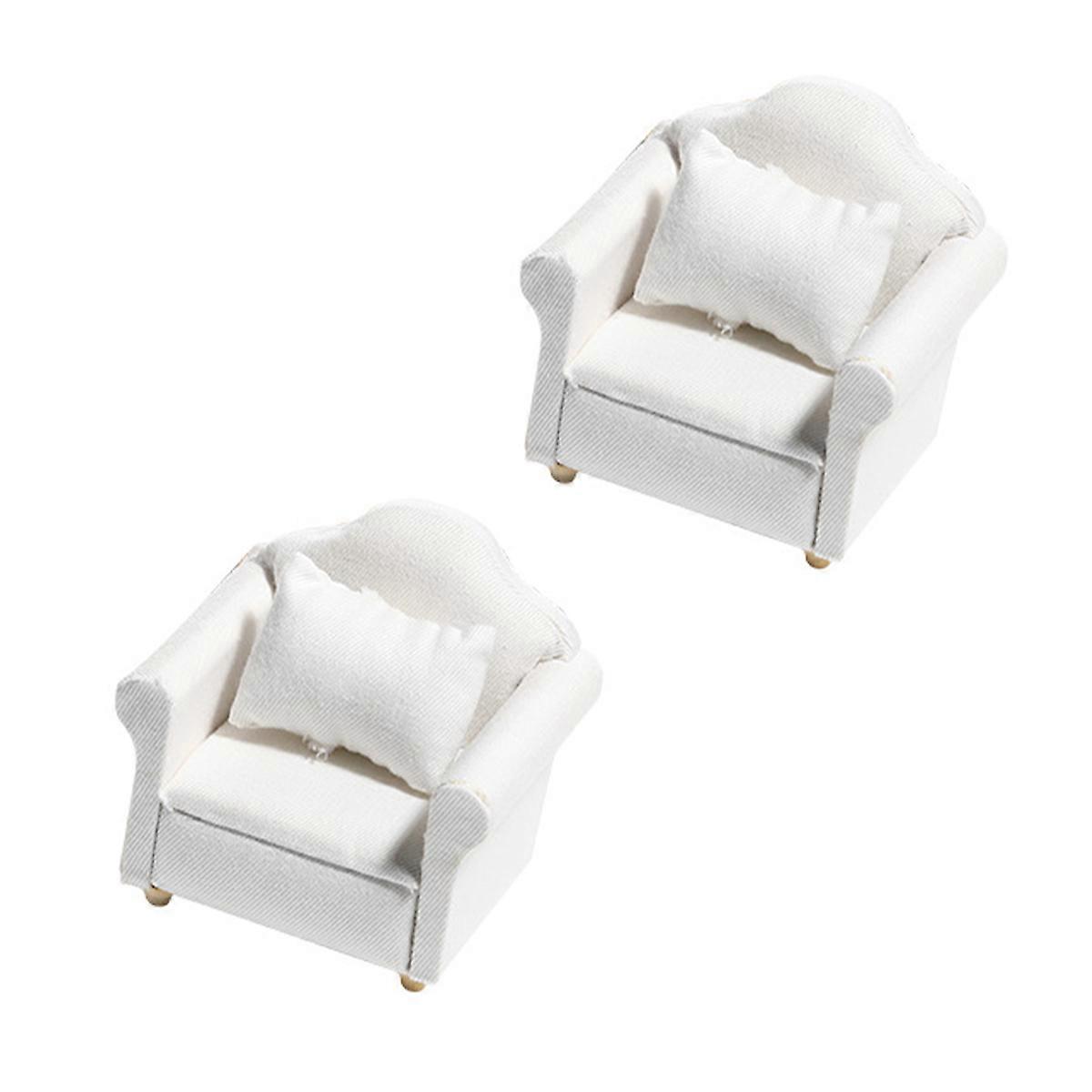 Miniature Sofa for Dollhouse Miniature Couch Model Indoor Play White 8.2x6.4cm Furniture Model 1Set