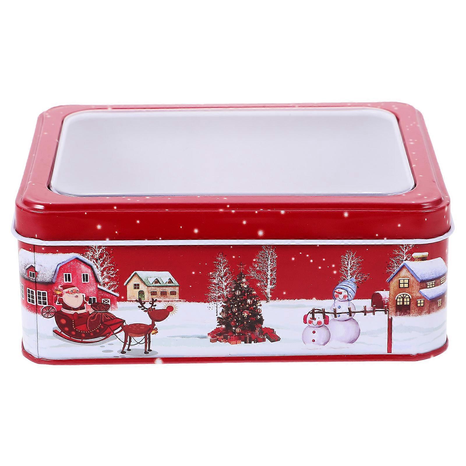 Festive Christmas Cookie Storage Tin with Sturdy Iron Construction for Treats, Party Favors, and Candy – Durable and Lightweight Design