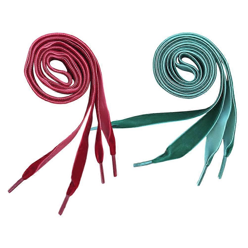 Wide Flat Shoelace Durable Shoe Accessories Everyday Use 80x1.6cm Green 2Pairs