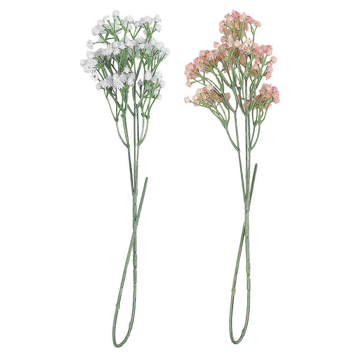 Faux Floral Stems Simulation Flower Bunches Realistic Style White 60x10x6cm For Wedding Home Gathering Theme Party 2 Bundles