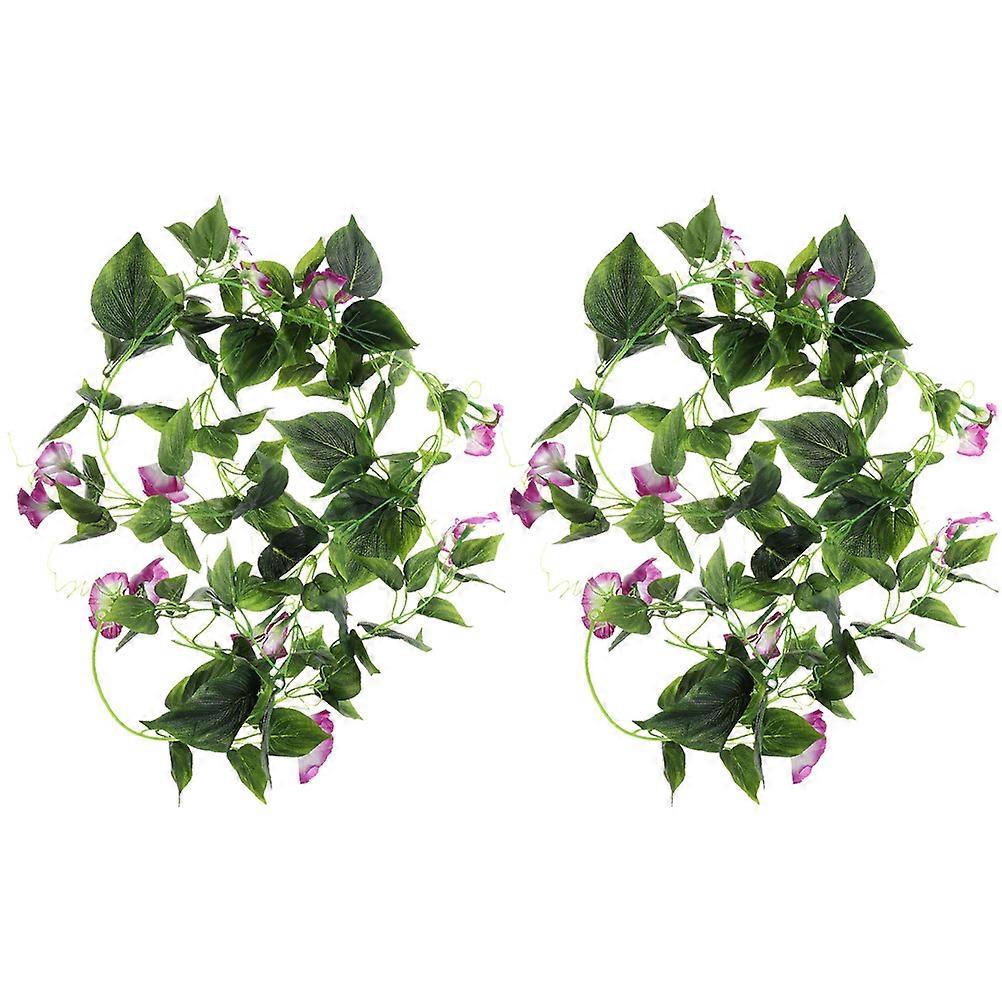 Artificial Vines Silk Cloth Plastic Vine Shape High Simulation Indoor Ceiling Wall Door Decoration 2Pcs Purple Floral Vine