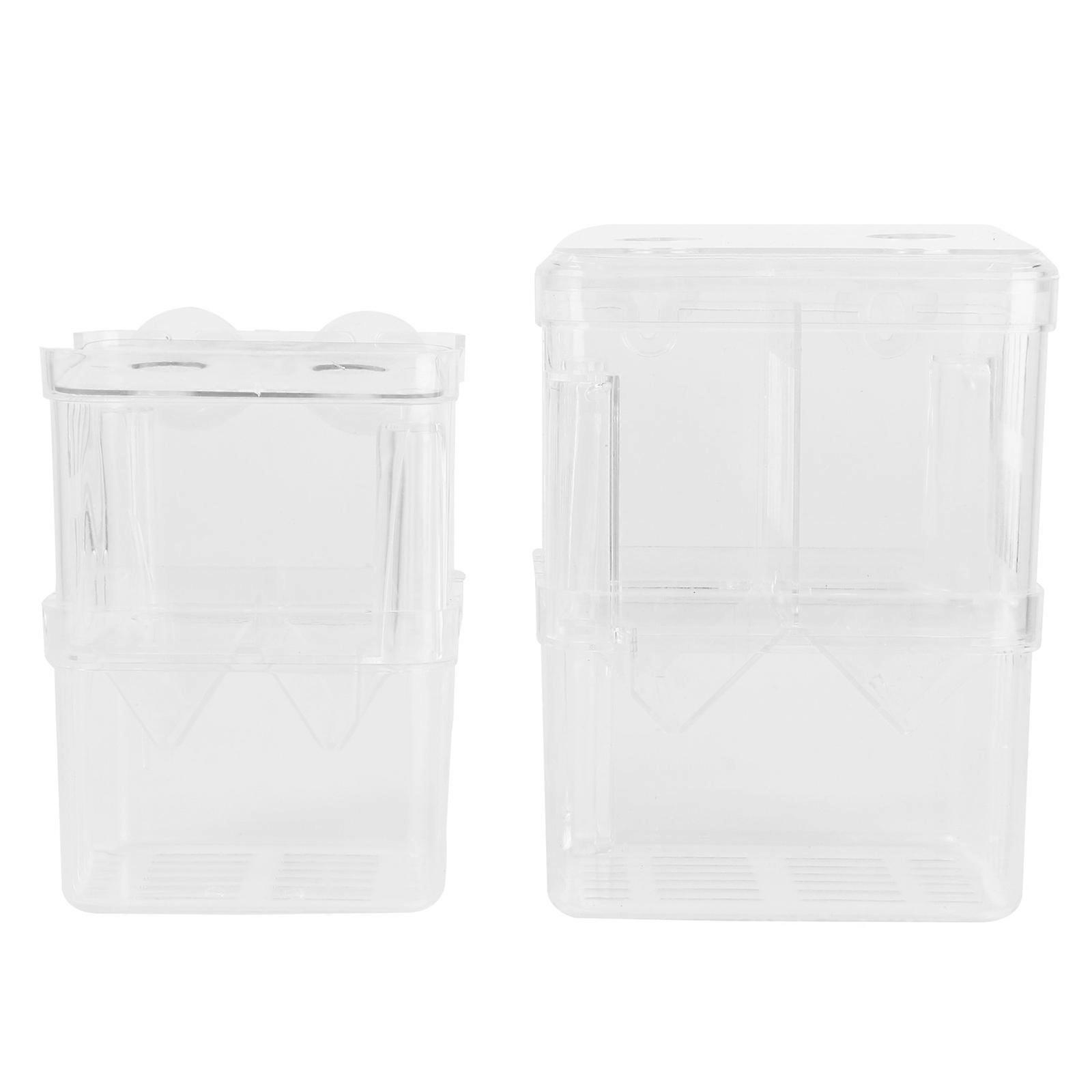 Aquarium Breeding Box with Transparent Cover for Home Use Durable Plastic 2layer Fry Hatching Box 2pcs