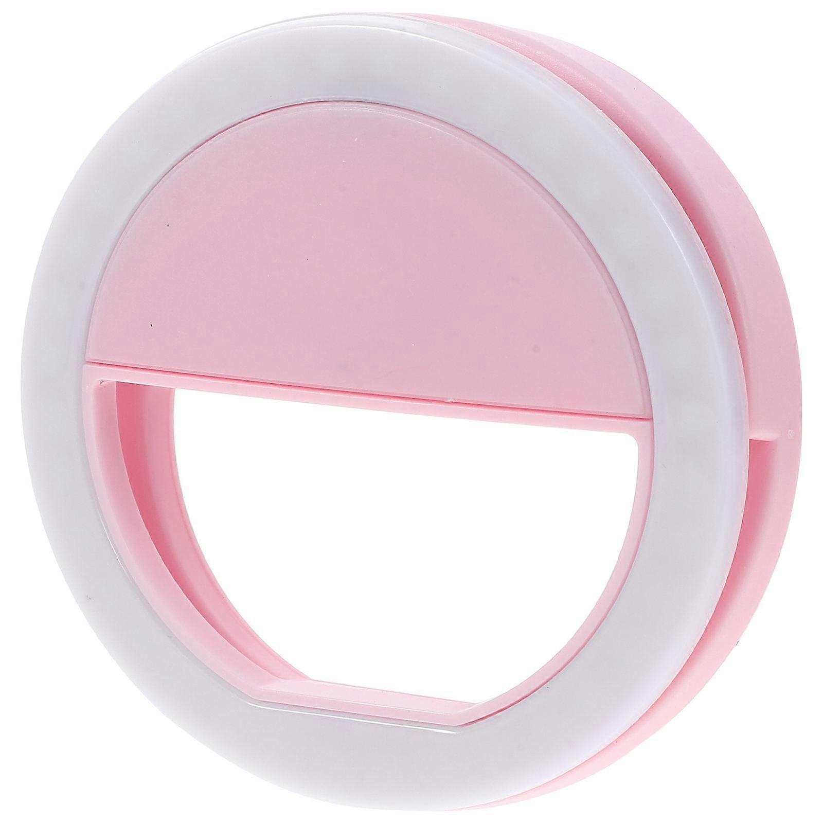 Selfie Clip Light Mobile Phone Selfie Ring Light Indoor Use Pink 8.5x8.5cm 1A Input 1Pack
