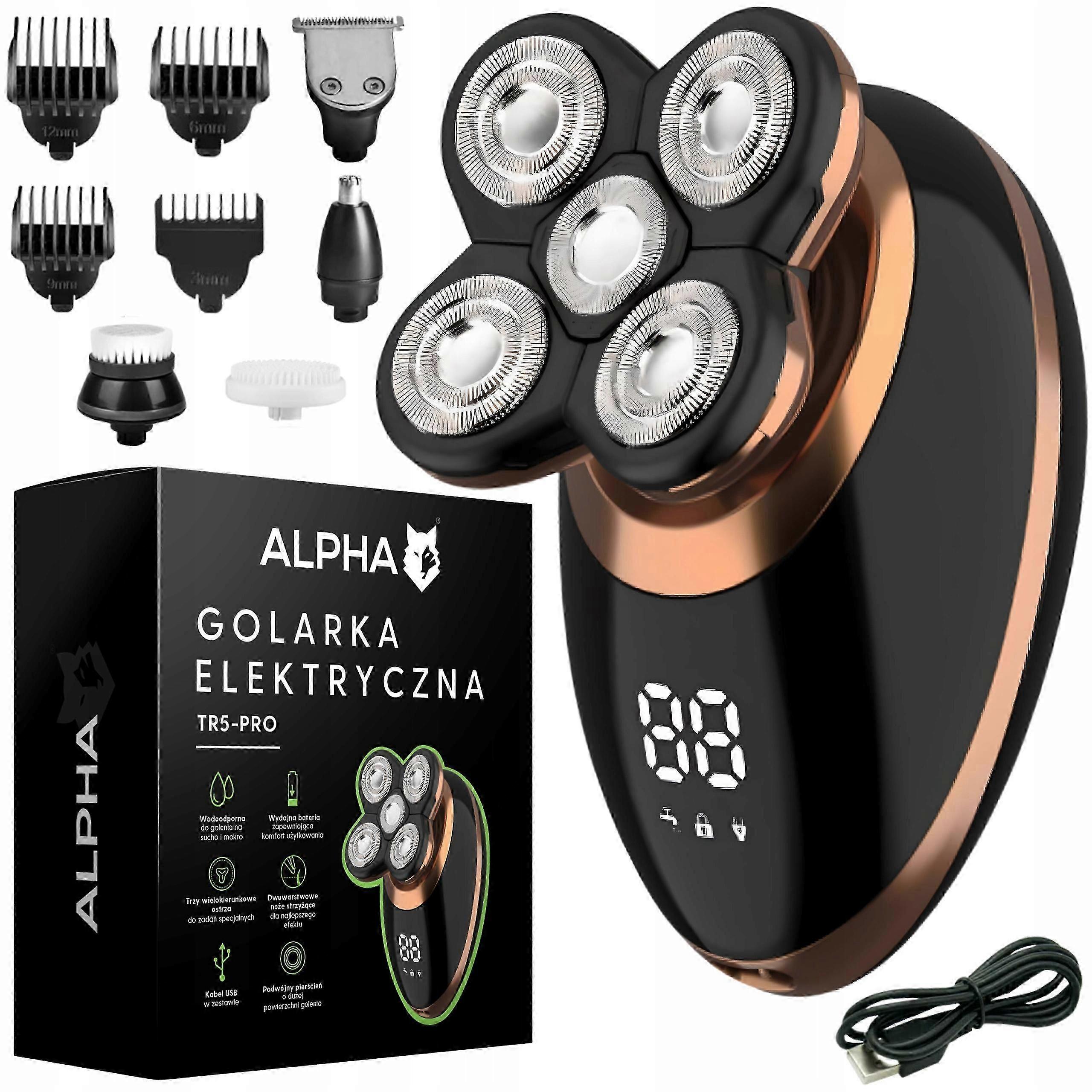 Head Shaver For Ansiktshår Alpha Tr5-pro Svart