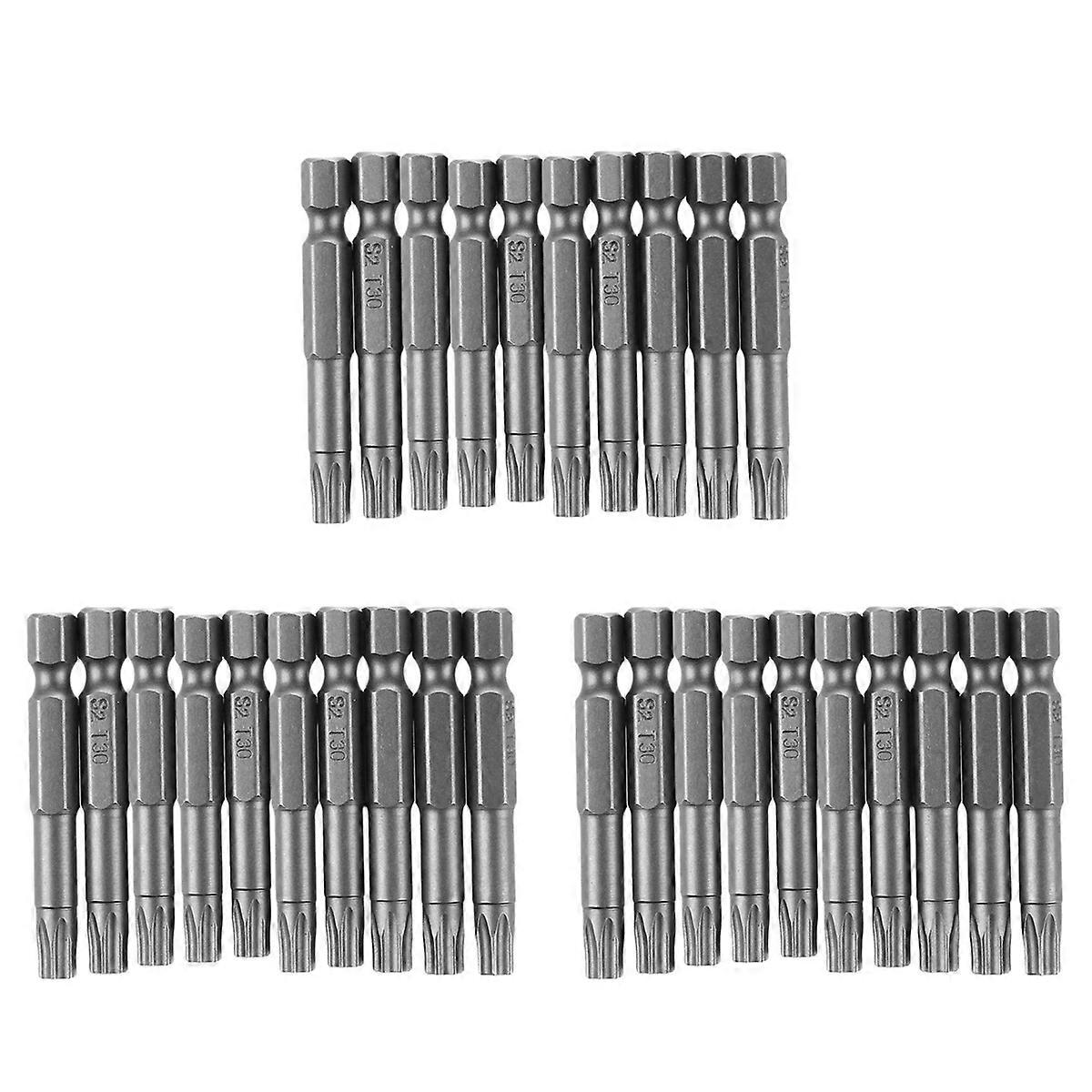 T30 Head 50mm Long Magnetic Torx Screwdriver Insert Bits Tool 10Pc