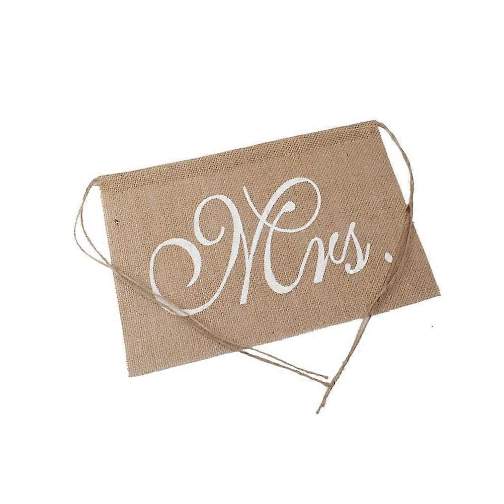 Wedding Decorative Signs Linen Flag Chair Banner Props For Wedding Reception Photo Props 2Pcs