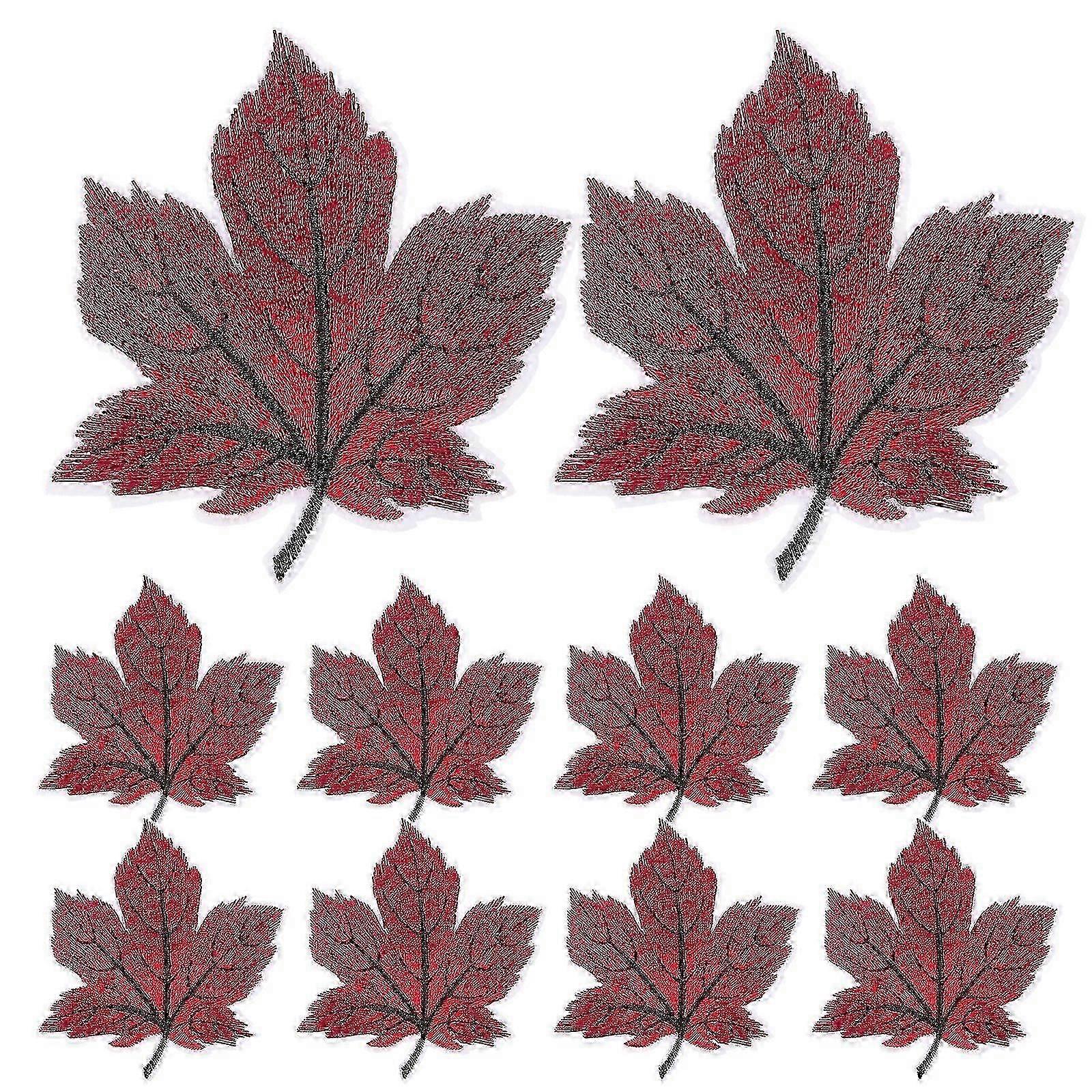 10pcs Iron On Patches Maple Leaf Embroidered Appliques Maple Leaf Patches for Clothes