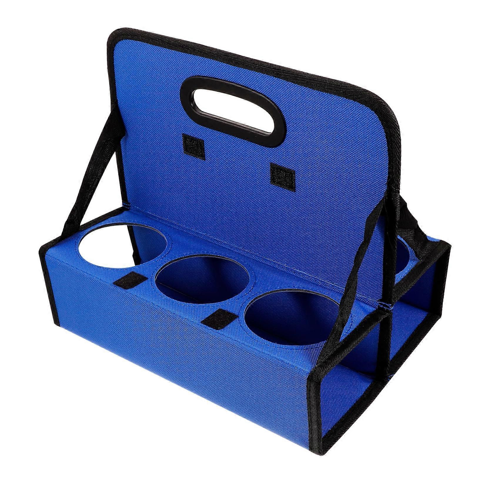 Handheld Insulated Drink Cup Holder with Foldable PE Board for Takeaway Coffee Transport Blue