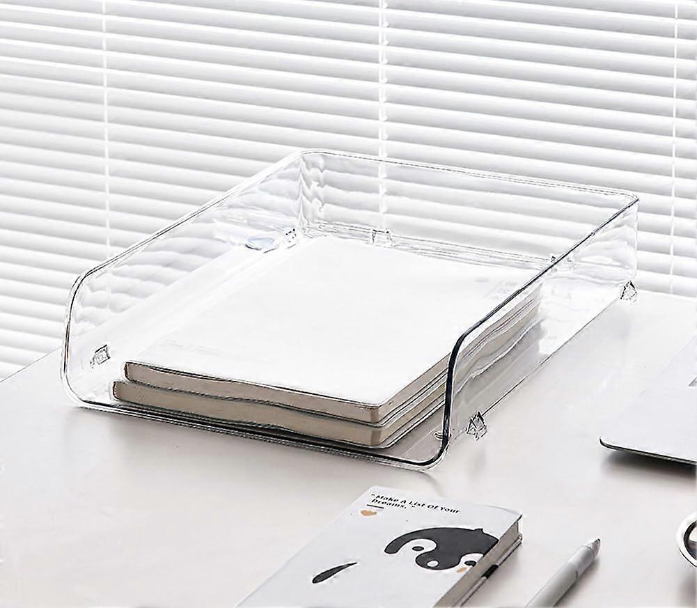 Stackable Paper Letter Trays, Transparent Desk Organizer for Home and Office, File Holder, 26.5 x 33 x 7.5 cm