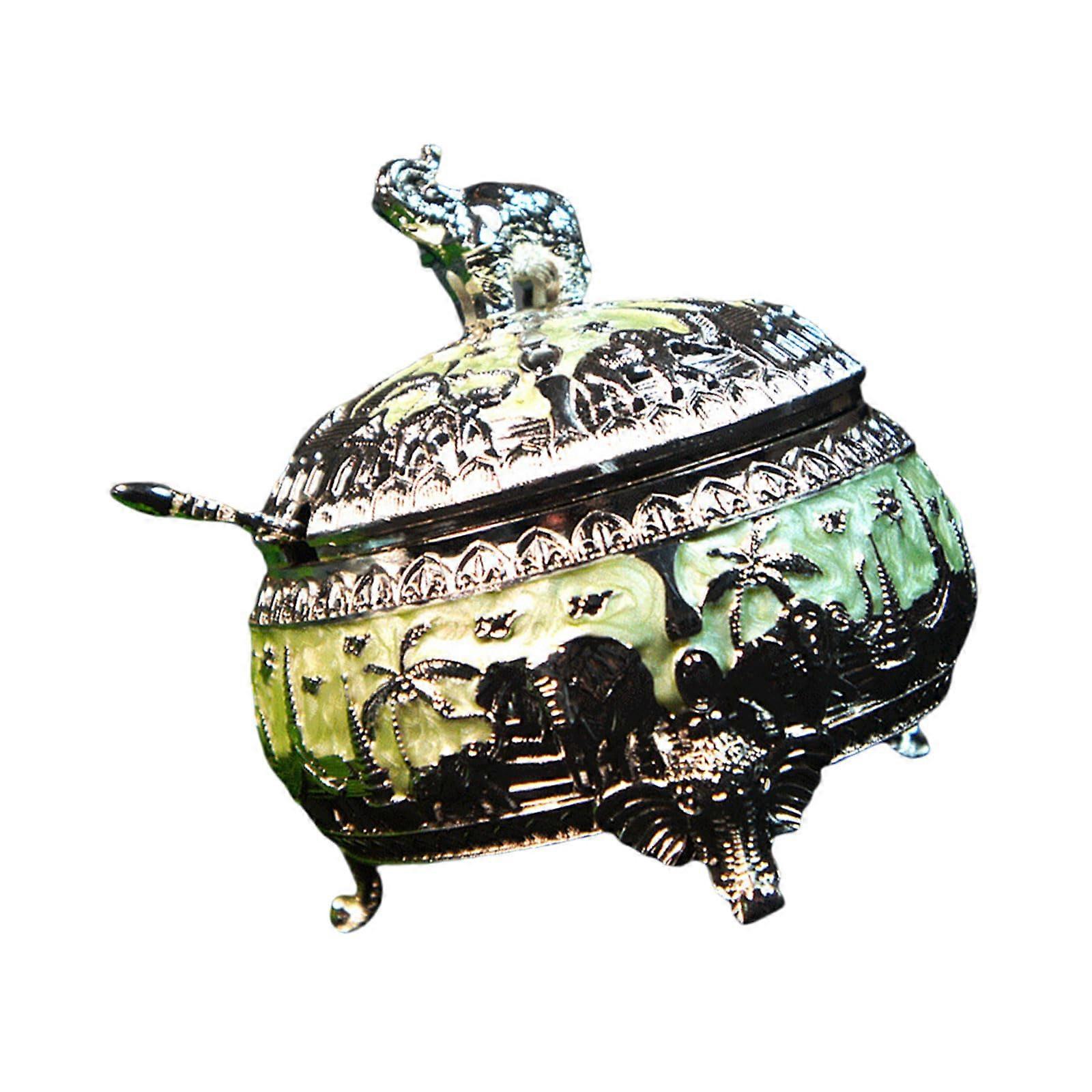 Elephant-Shaped Sugar Dispenser With Matching Spoon, Alloy Material, Kitchen Accessory, Decorative Sugar Container For Sweets