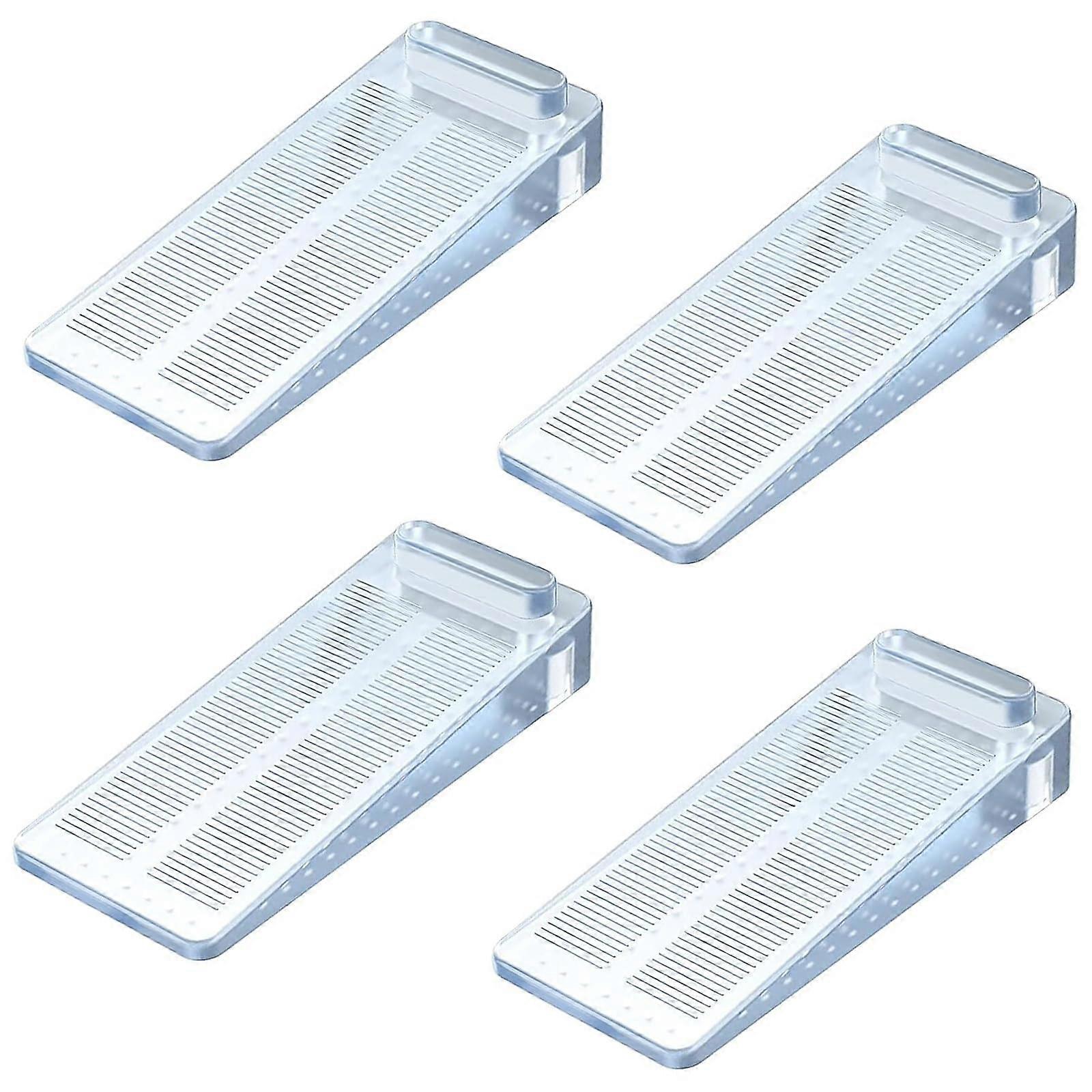 Non-Slip Door Stopper Pack of 4 Rubber Wedge Buffers for Floor and Wall, Non-Toxic, Odorless, Clear Design