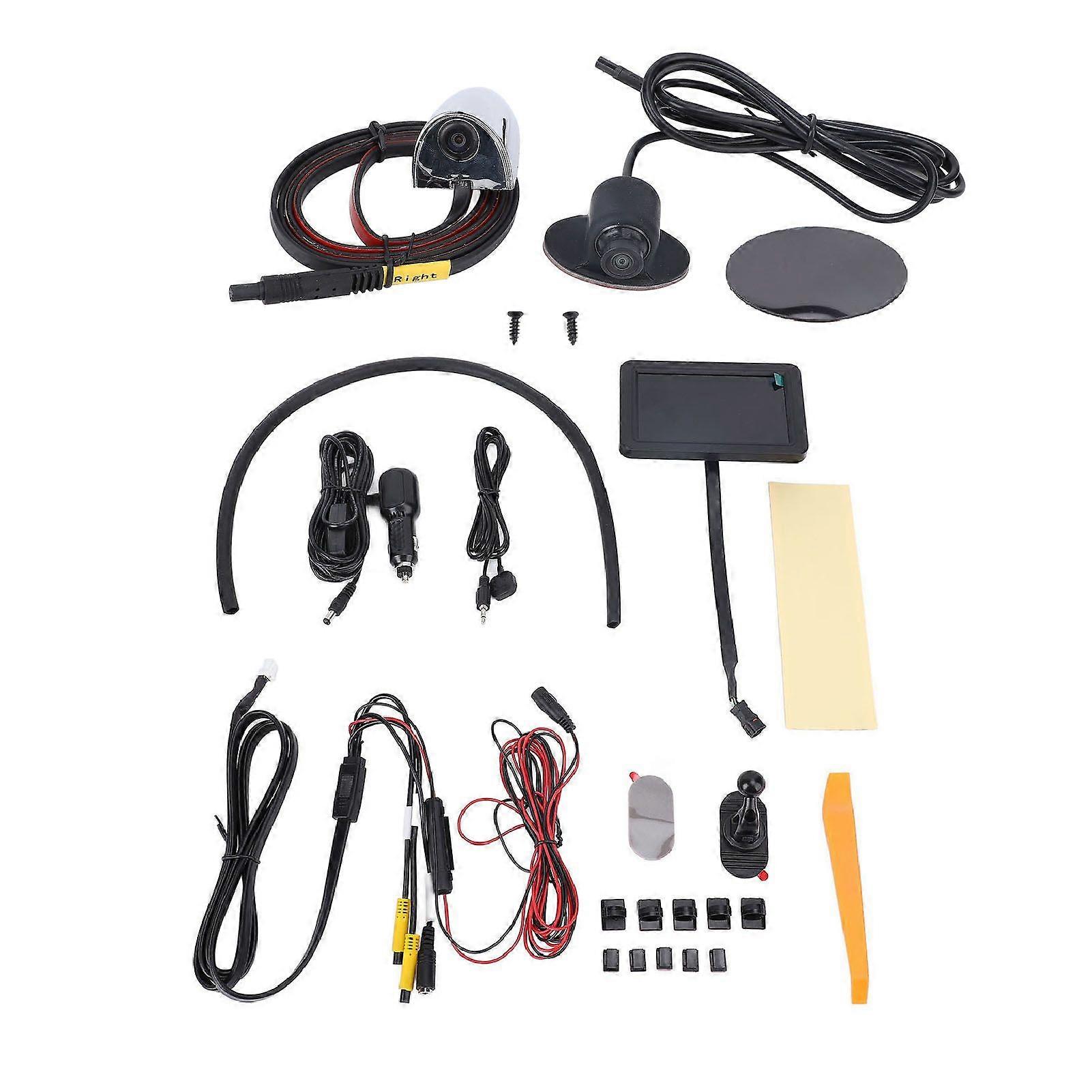 Right Car Blind Spot Cameras Kit with 5 Inch Display Screen 2 Channel 800 X 480IPS Wide Angle Side View Camera DVR System for Left Hand Drive Chrome M