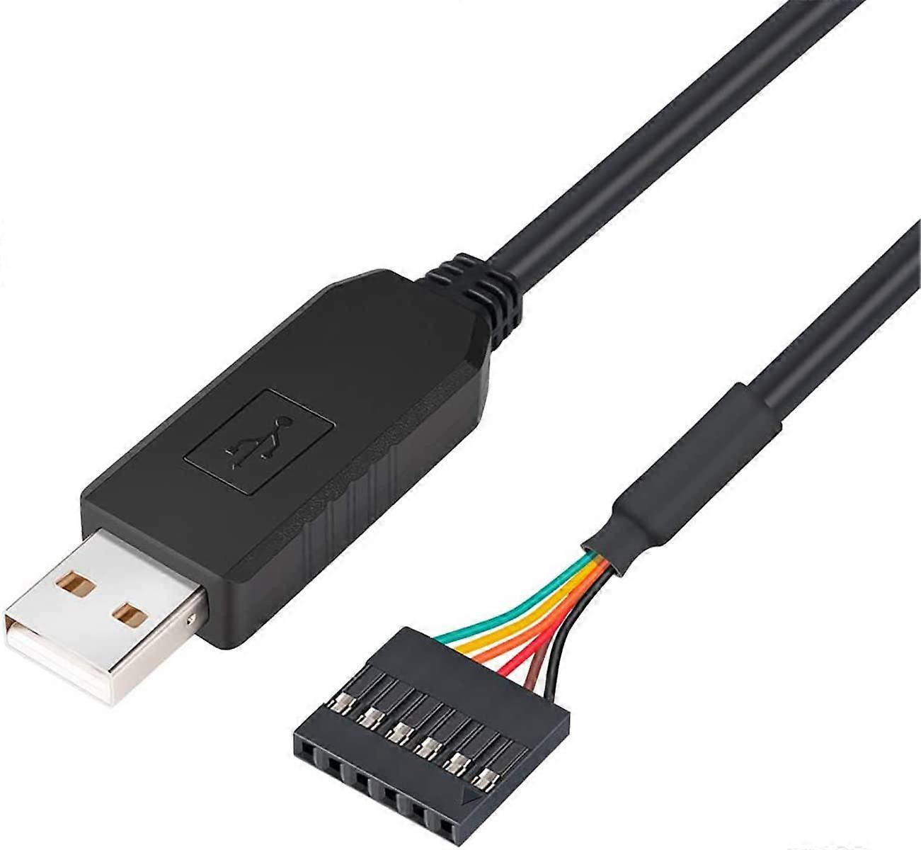 FTDI USB to TTL Serial Adapter 5V UART Cable 6Pin Female Header FT232RL Chip Data Cable for Windows 10 8 7 Linux Mac OS (1 Meter, Black)