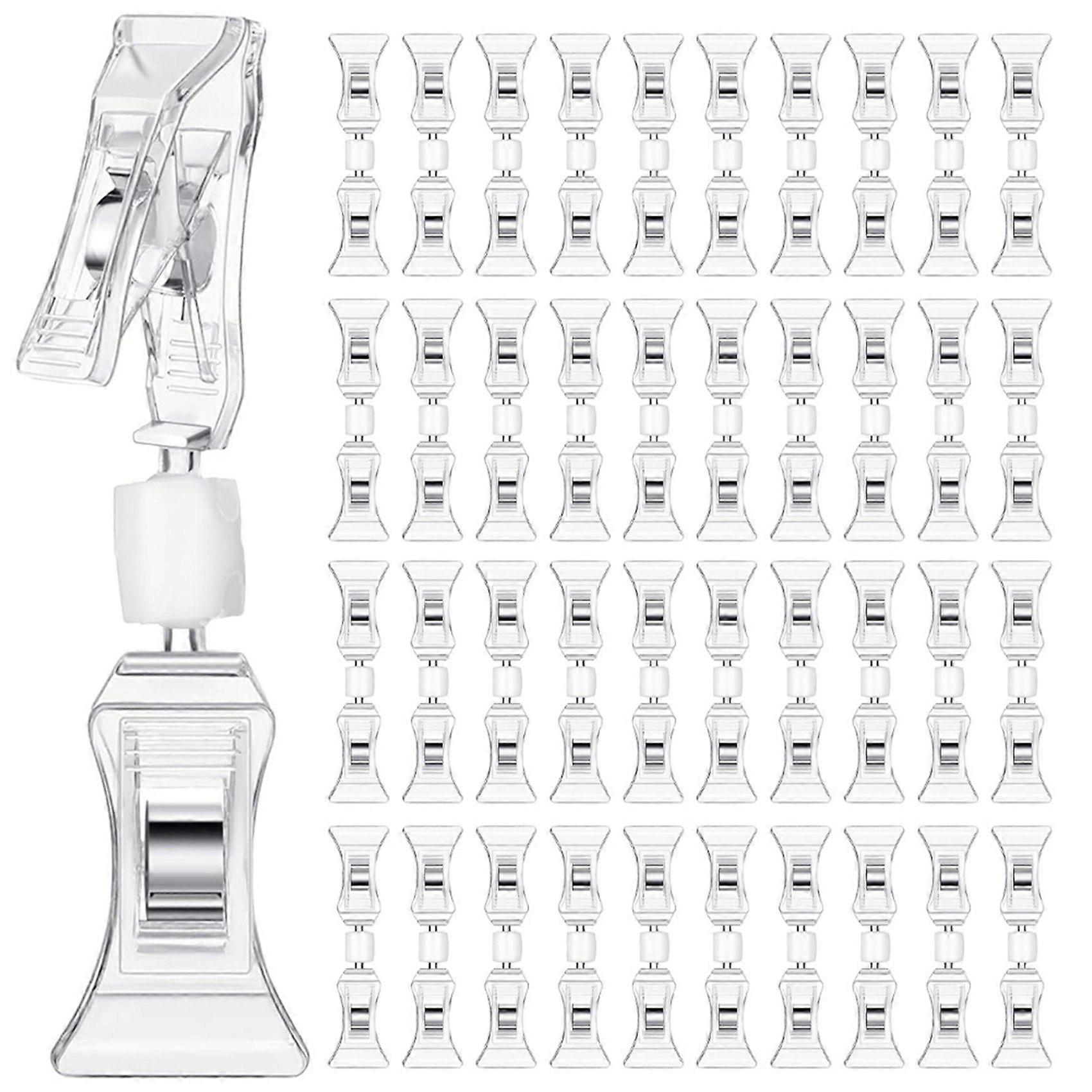 50 Pcs Double Sided Sign Clips Sign Display Mini Clip Clear Rotatable