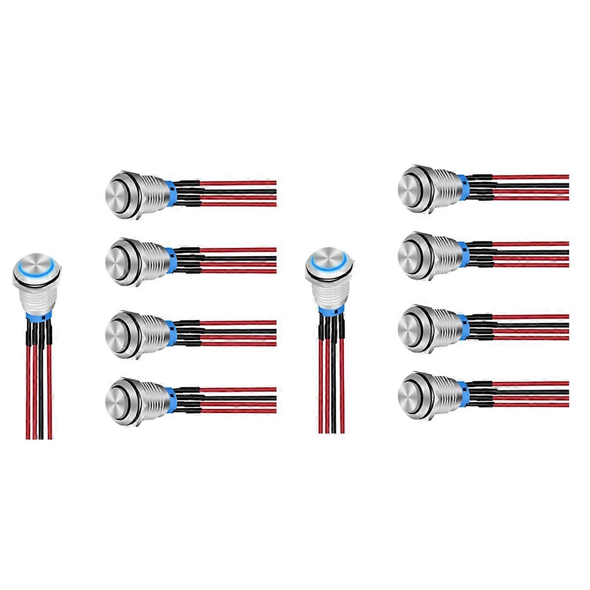 12mm Push Button Switch 5PCS with Pre Wired Harness