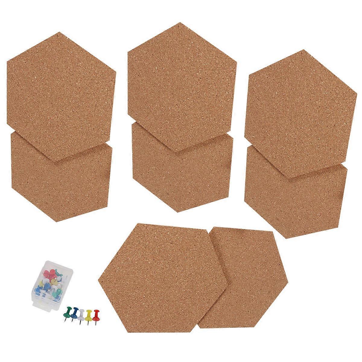Cork Board for Office Holding Files Hexagon Shape 20 x 17.3 x 0.6 Cm Bulletin Board for Adults 8Pcs