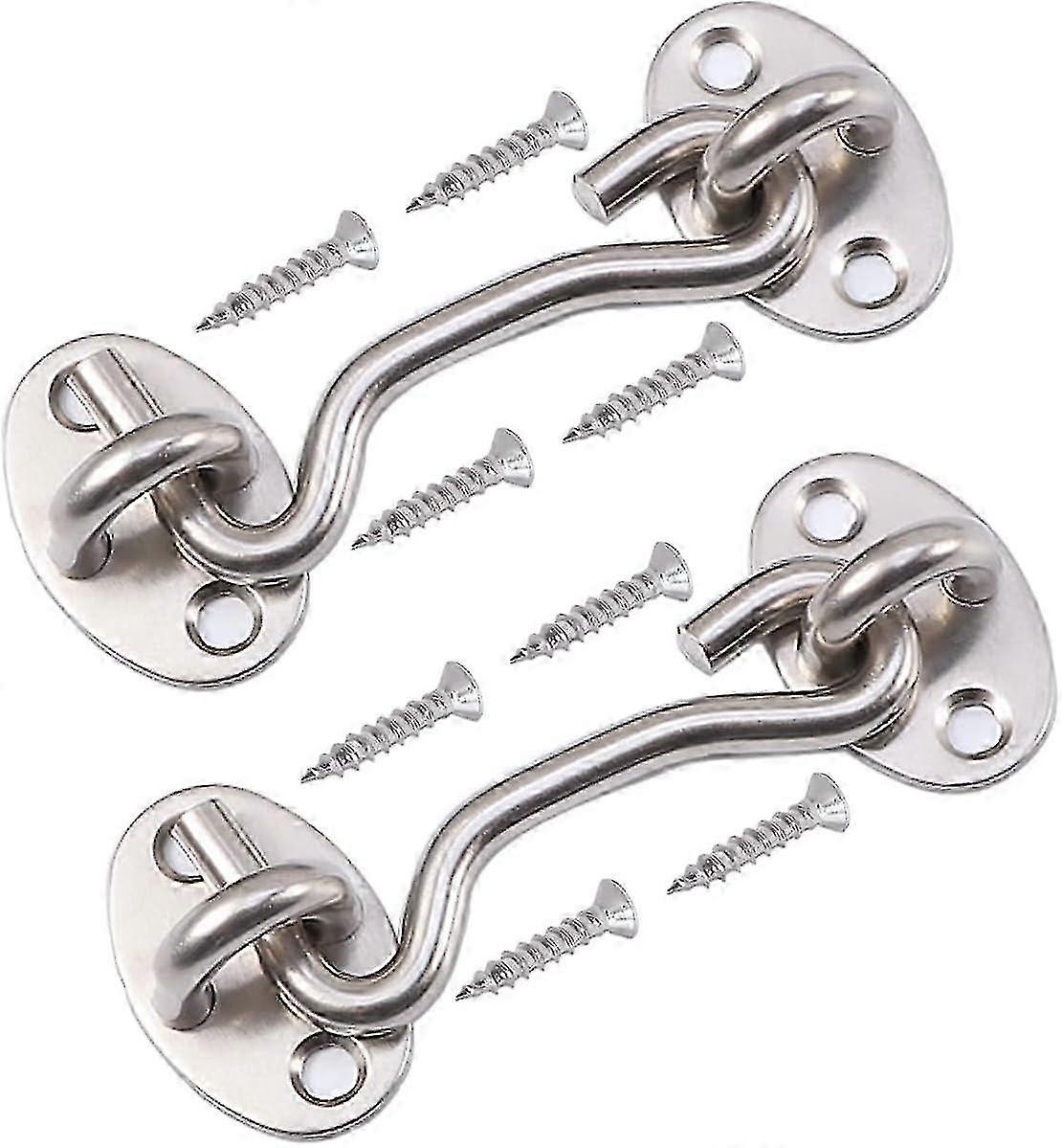(2 Pack)Privacy Hook and Eye Latch for Barn Door, Stainless Steel Gate Latch Barn Door Lock Cabin Ho