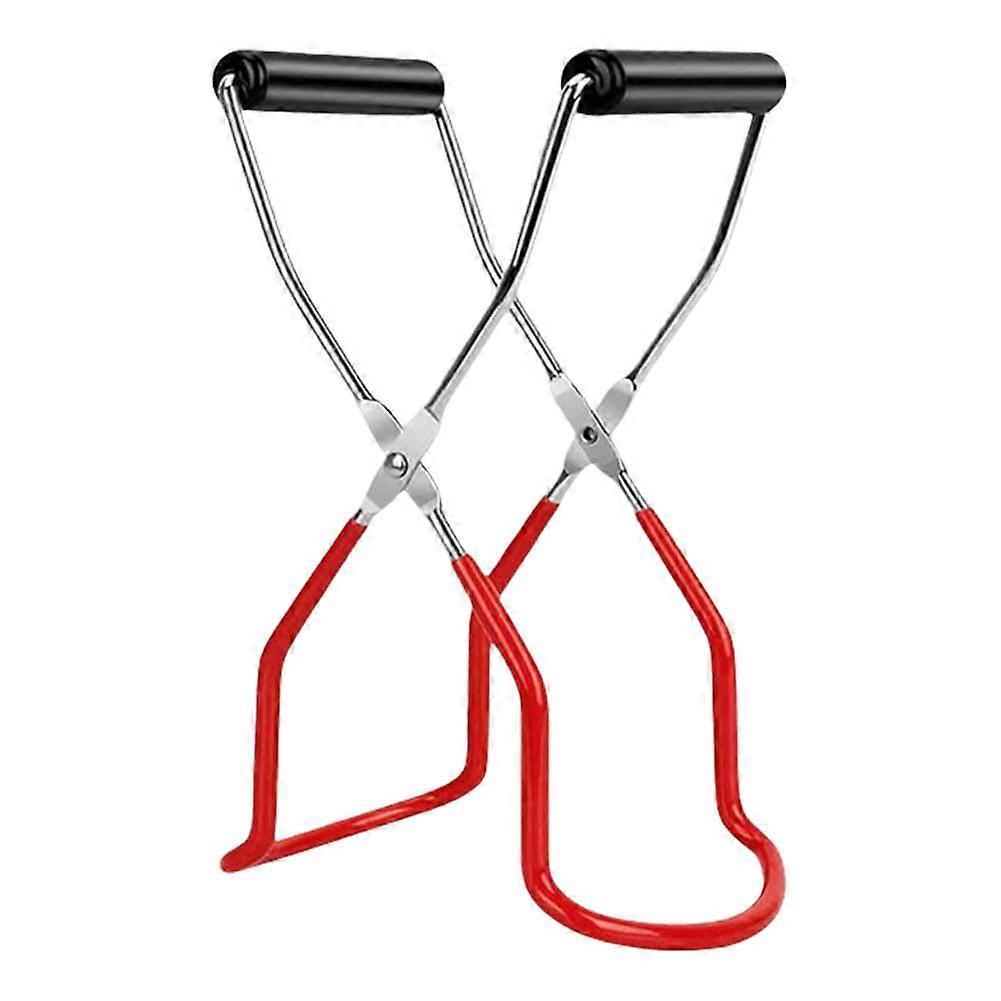 Stainless Steel Can Lifter with Handle, Heat-Resistant Glass Lifter for Canning Accessories, Red, 30 cm Size