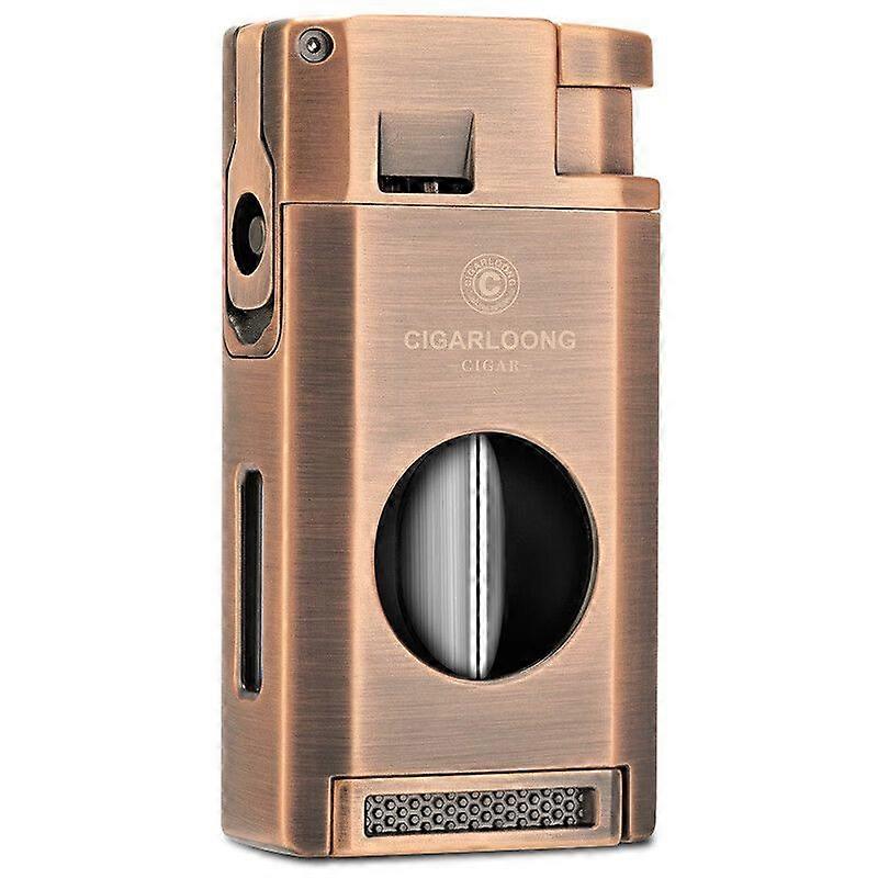 Eggplant Cigar Multi-Function Lighter With V-Type Cigar Cutter Cigar Drill Portable Inflatable-