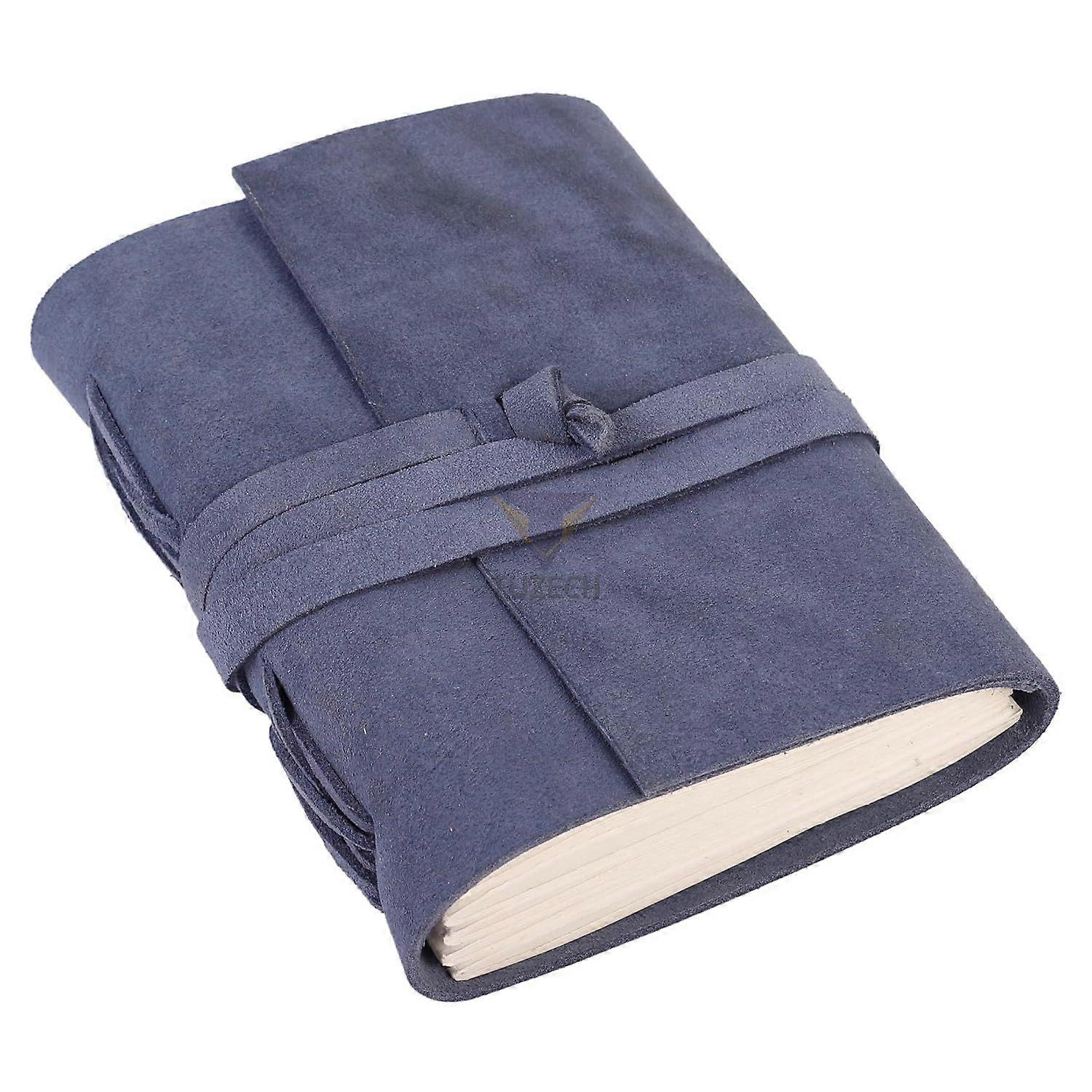Leather Bound Daily Notepad for Men/Women Unlined Paper for Art Sketchbook Travel Diary to Write in (7x5 Inches) (Premium sea Blue)