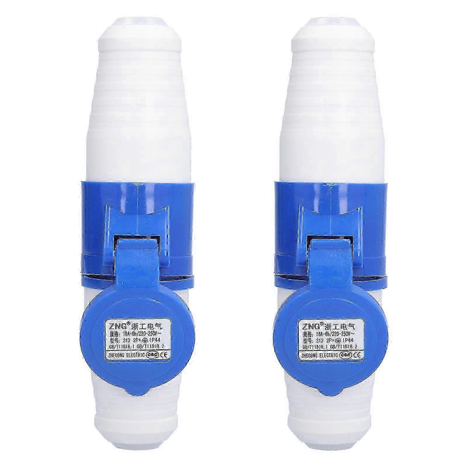2 Set 3 Pin Circular Connector Single Phase Industrial Socket Plug 220250V 16A 2P+E IP44