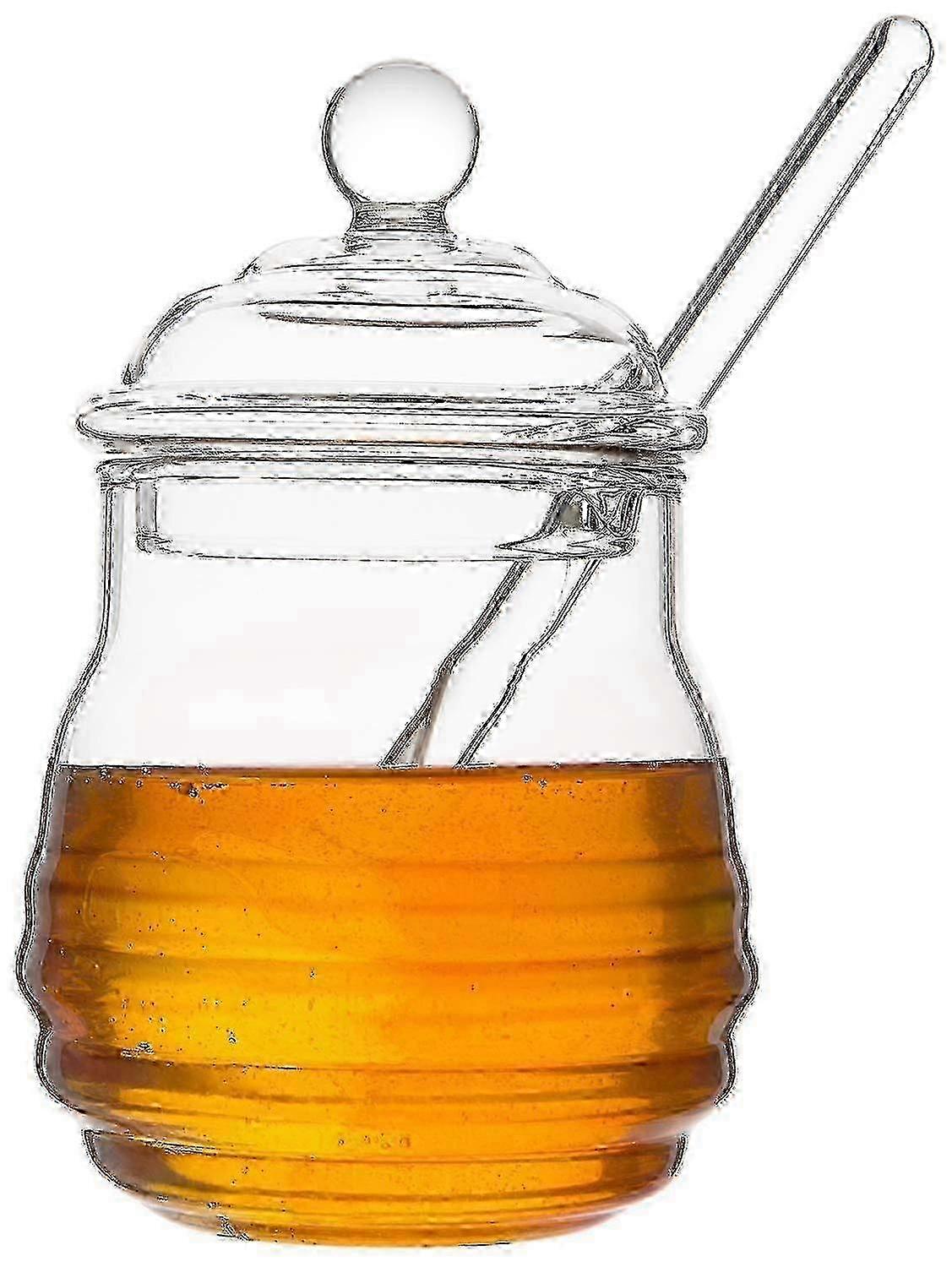 Transparent Honey Jar with Dipper, 265 Ml, 9 Ounces