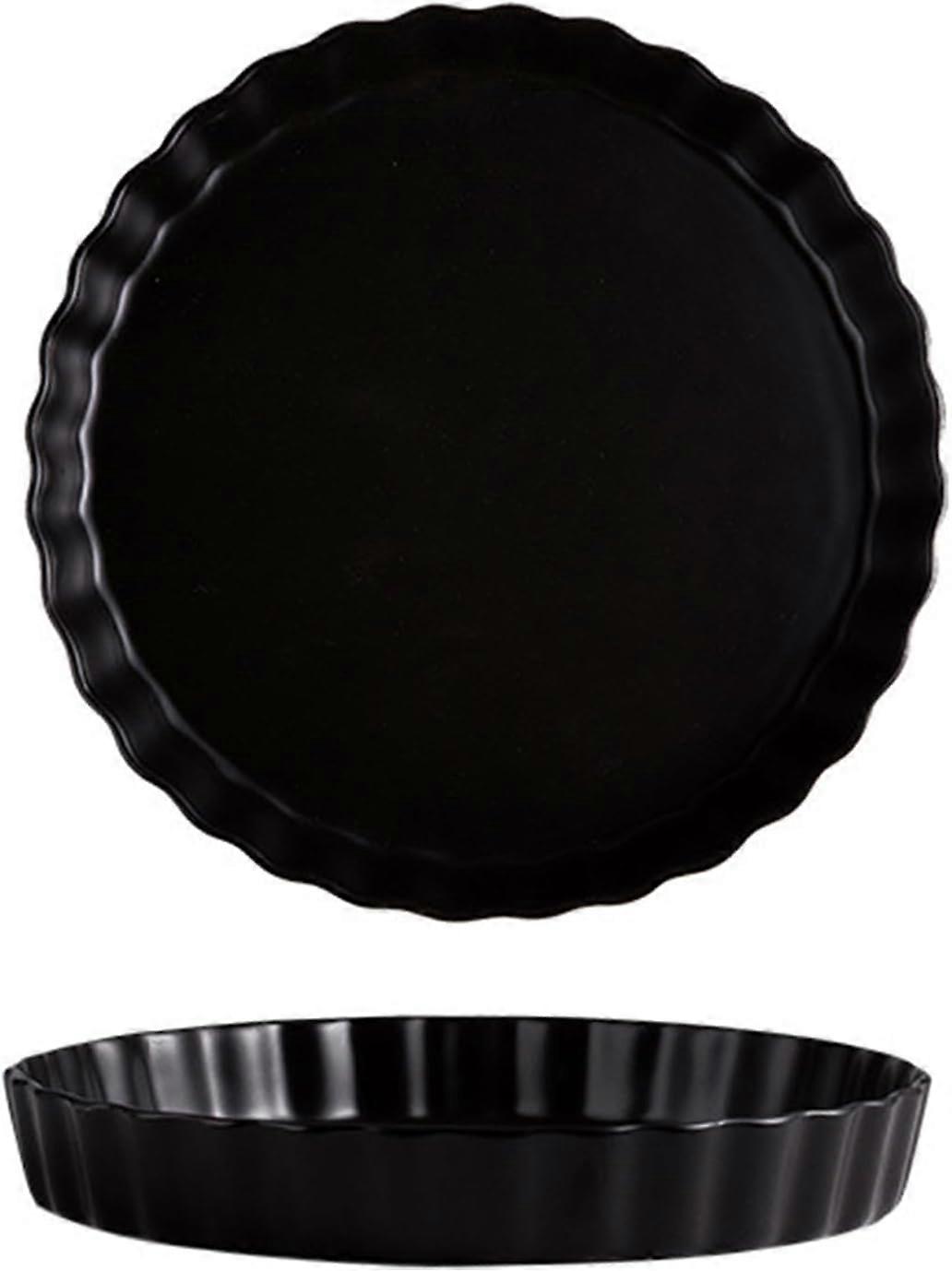 AURA keraaminen piirakkavuoka, piirakka, torttu quiche-pannut, tilavuus 1000 ml, kakkuun, quicheen, flan, astianpesukone mikroaaltouunin kestävä (musta)