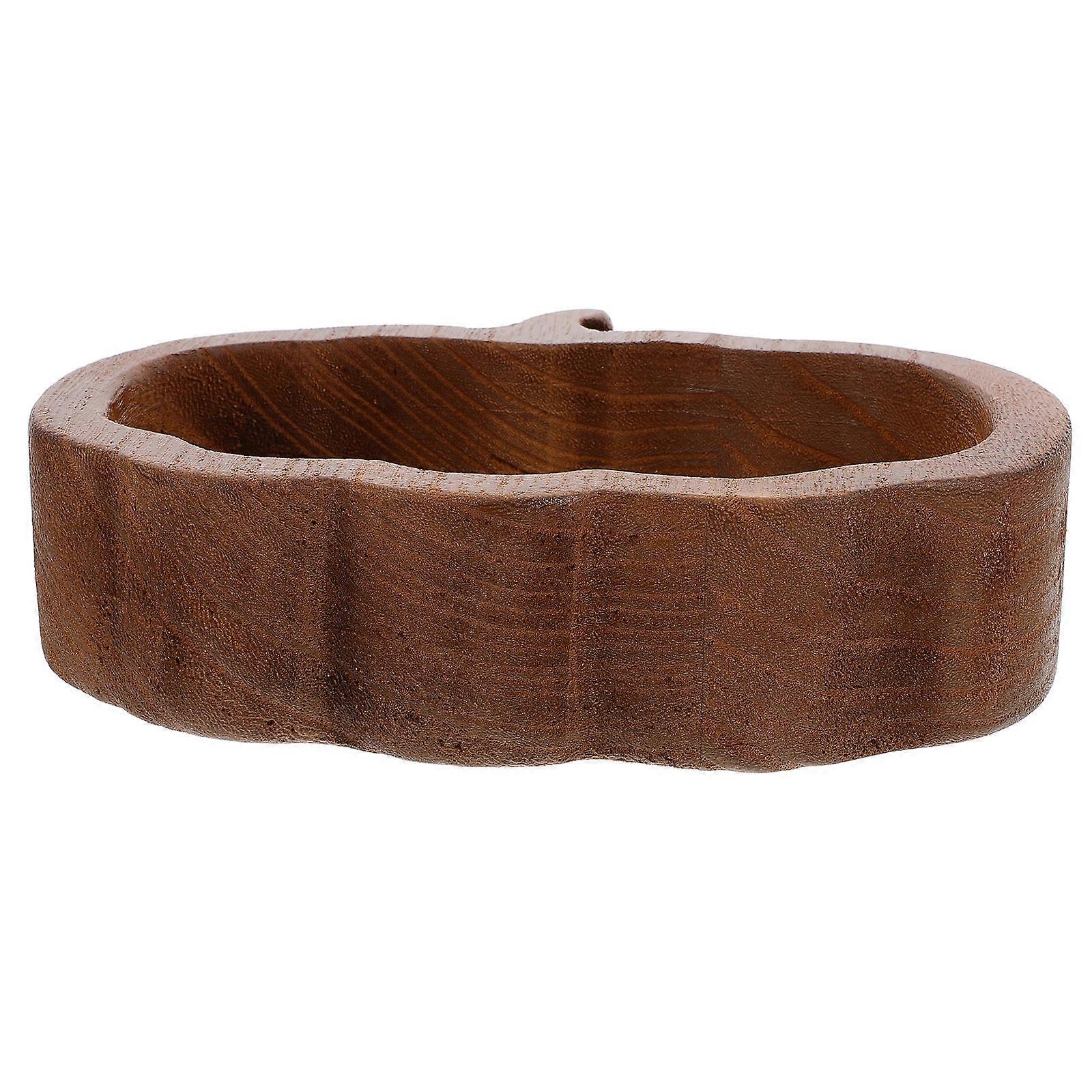 Wooden Dessert Display Bowl and Tray Set – Reusable Pumpkin Shaped Platter for Halloween, Charcuterie, and Serving – Brown