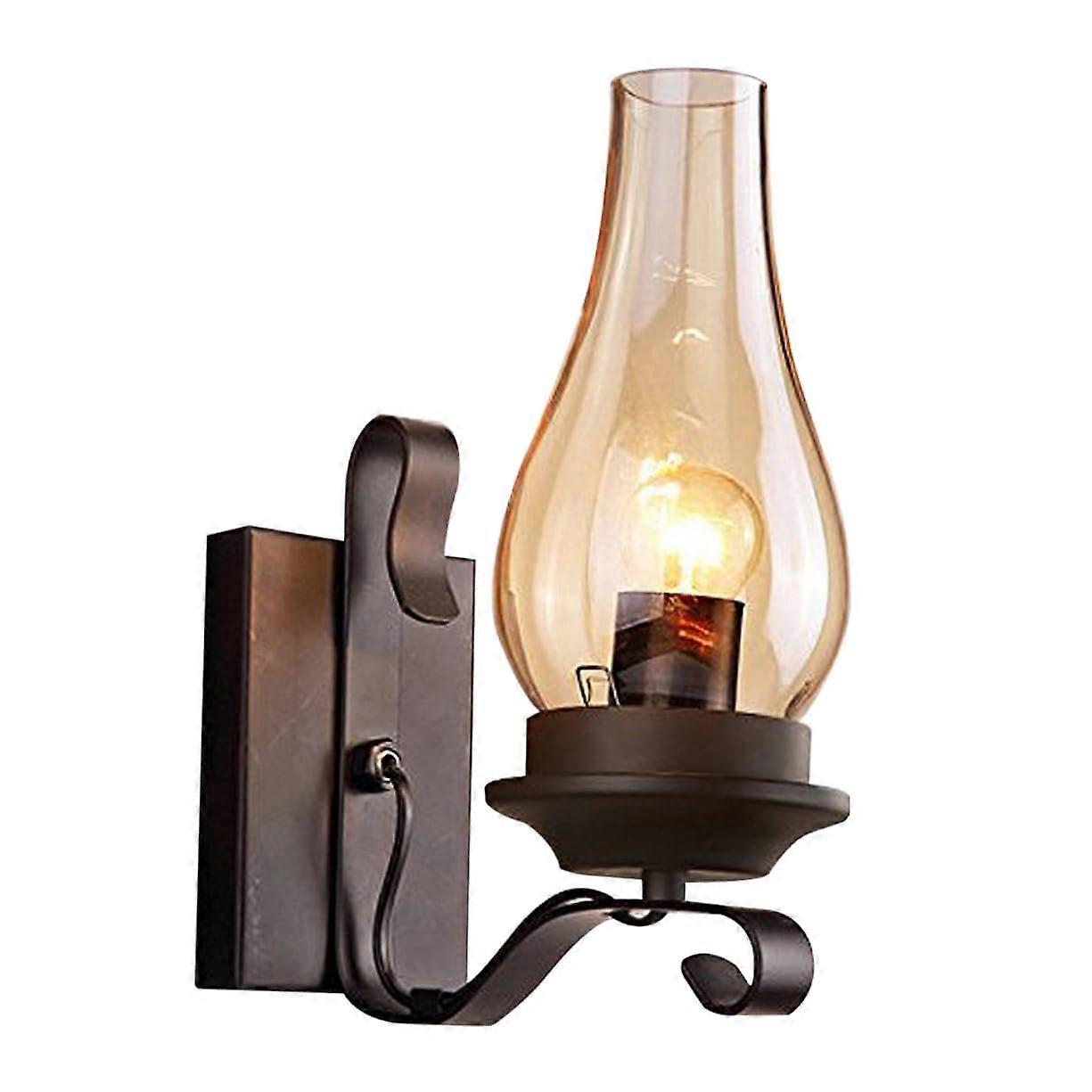 Bedside Lamp 1pc LED Wall Light Black Finish LED Bulb Mount Plug-In Lantern Style Wall Lamp