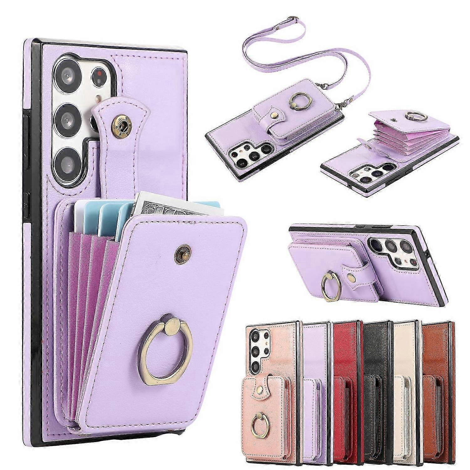 2 in 1 Wallet Case Compatible with Samsung Galaxy S24 Series, Magnetic Closure Purse Case with Rotat
