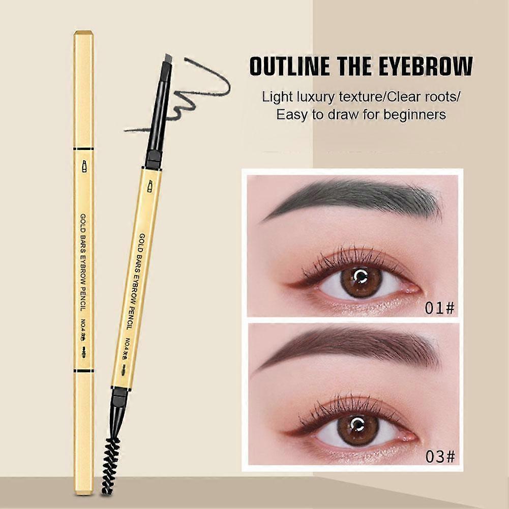 04# Gray (with box) (D)$ Maioli small gold bar gold chopsticks double-headed eyebrow pencil extremely fine three-dimensional long-lasting non-smudged