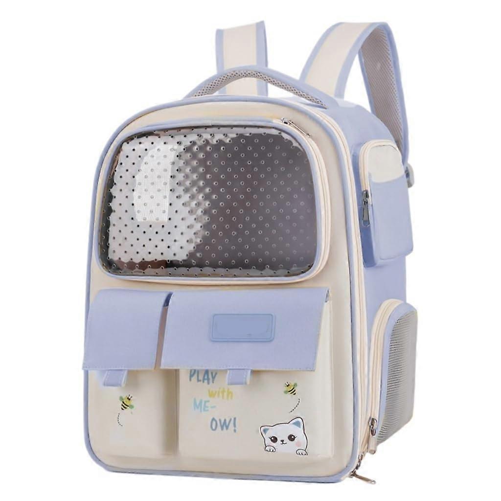 Cat Bag Translucent Cat Backpack 17 x 17 x 9 cm Blue Foldable Portable Cat Carrier For Going Out