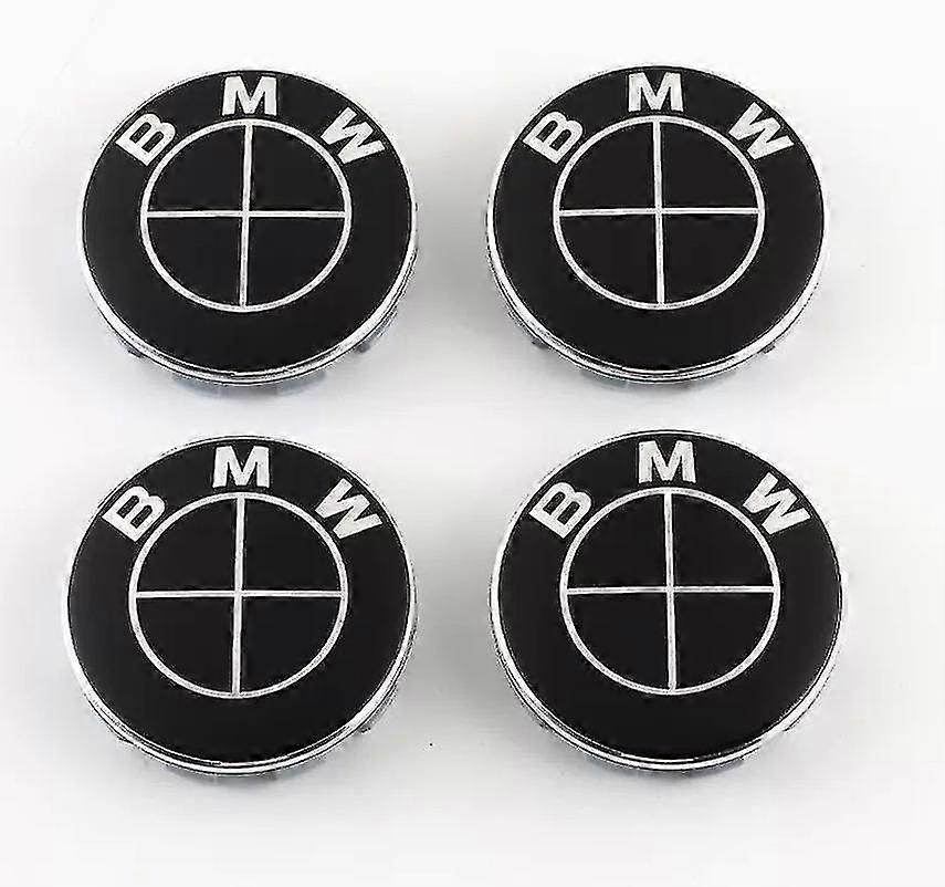 B04- 68mm 4-pack Center Caps Bmw Silver One Size(black)