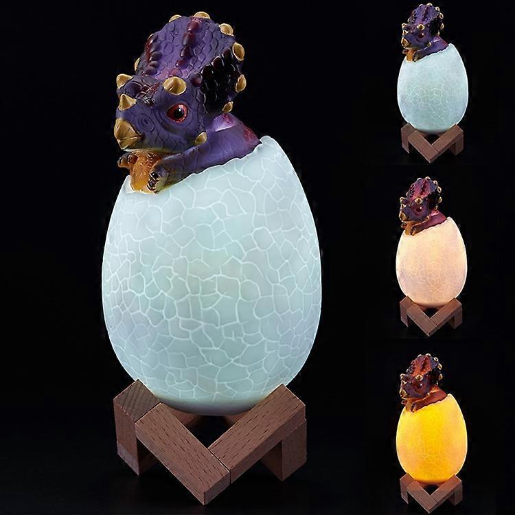 Triceratops Shape Creative Touch 3D Decorative Night Light, 3-color Patting Version