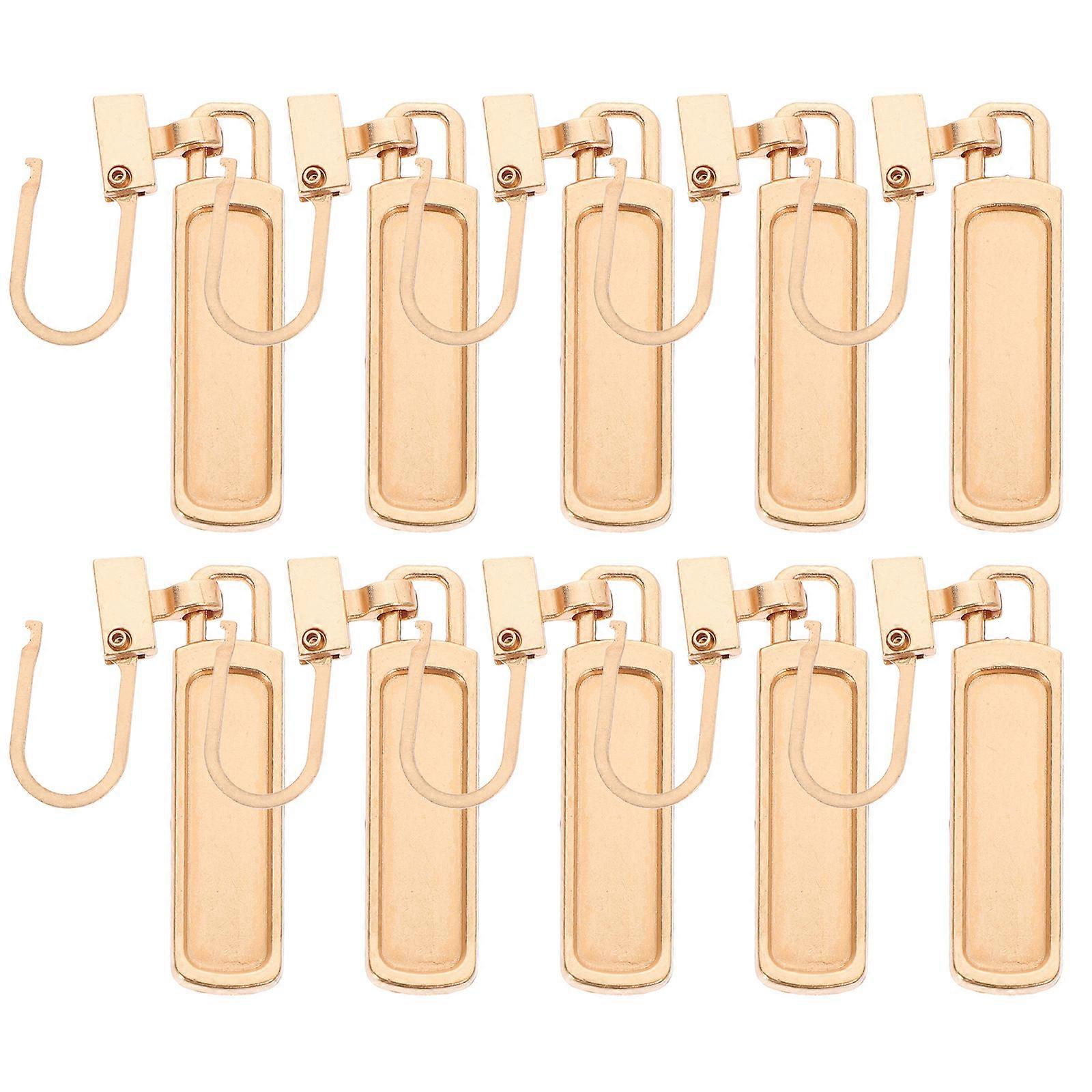 Metal Zipper Puller Replacement Rust Resistant Rectangular Minimalist Daily Use Repair For Luggage Clothing 10Pcs