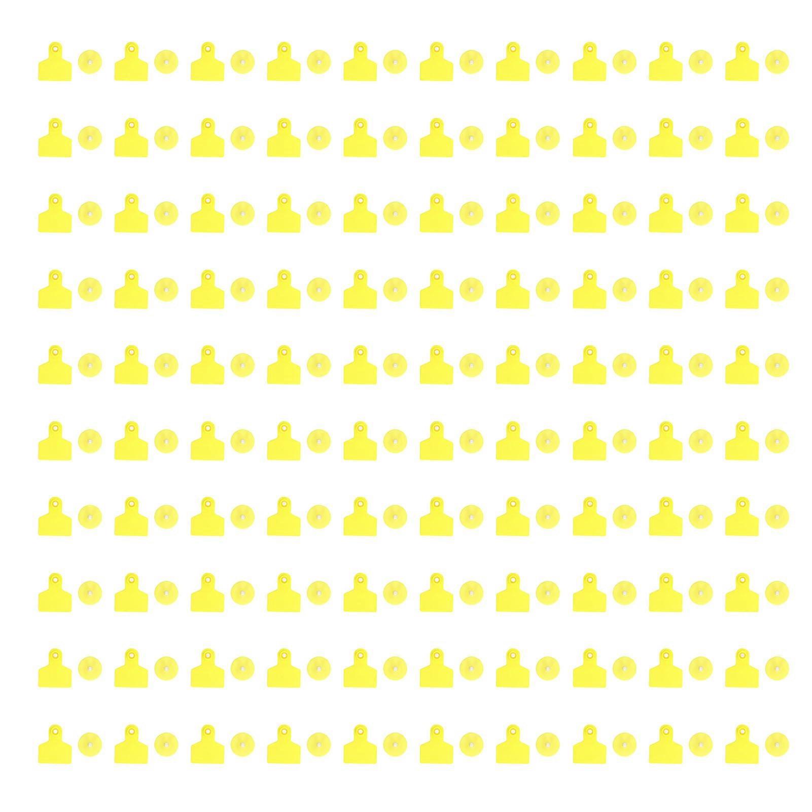 100 Sets Livestock Yellow Strong Plastic Easy to Use Blank Cattle Ear Tags for Cow Sheep Pig Farm