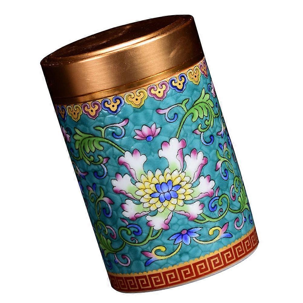 Ceramic Enamel Tea Canister Airtight Storage Jar for Home Use with Wear Resistant Design and Delicate Craftsmanship