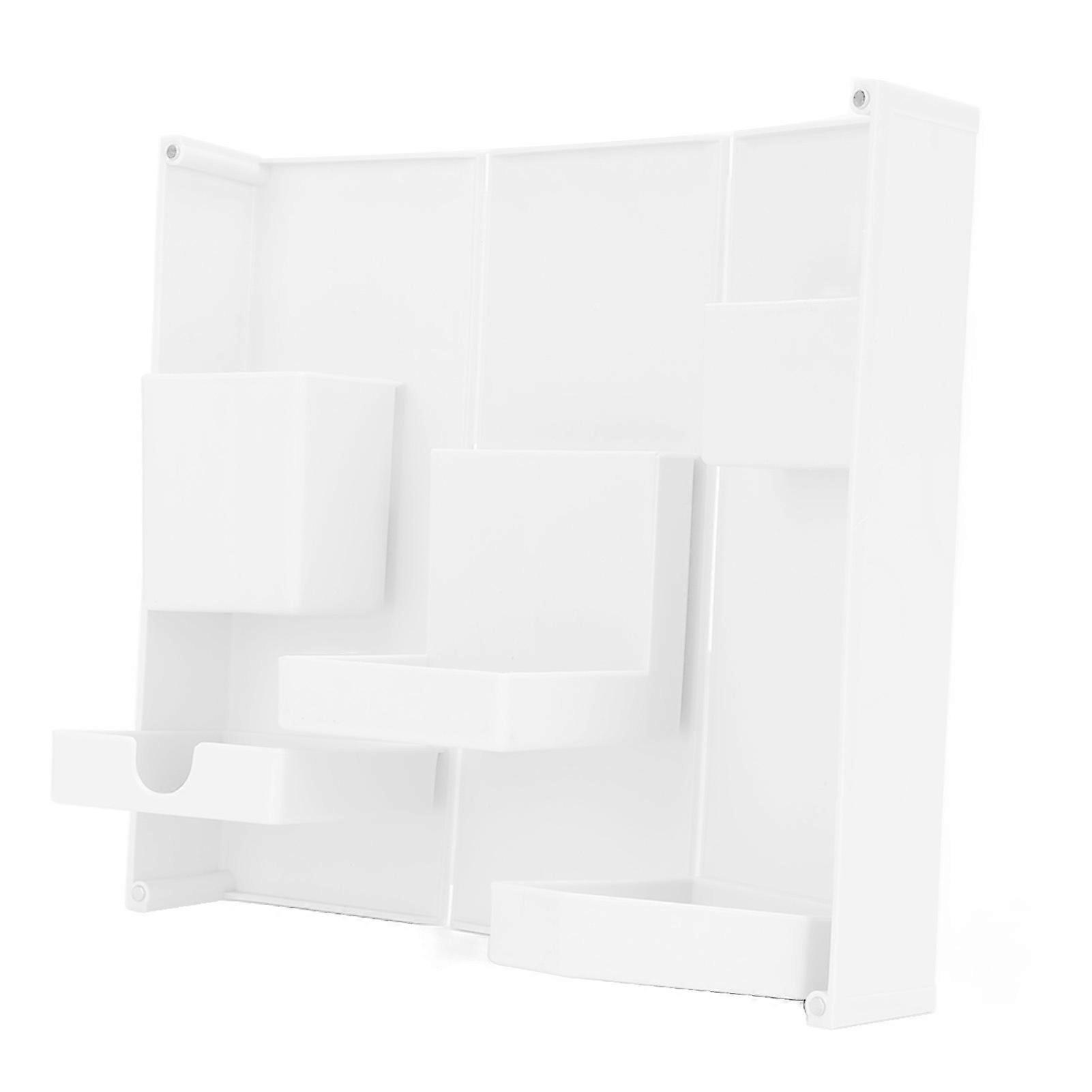 Desktop Storage Box Multi Compartment Purpose Plastic Foldable Makeup Storage Box for Stationery Tools White