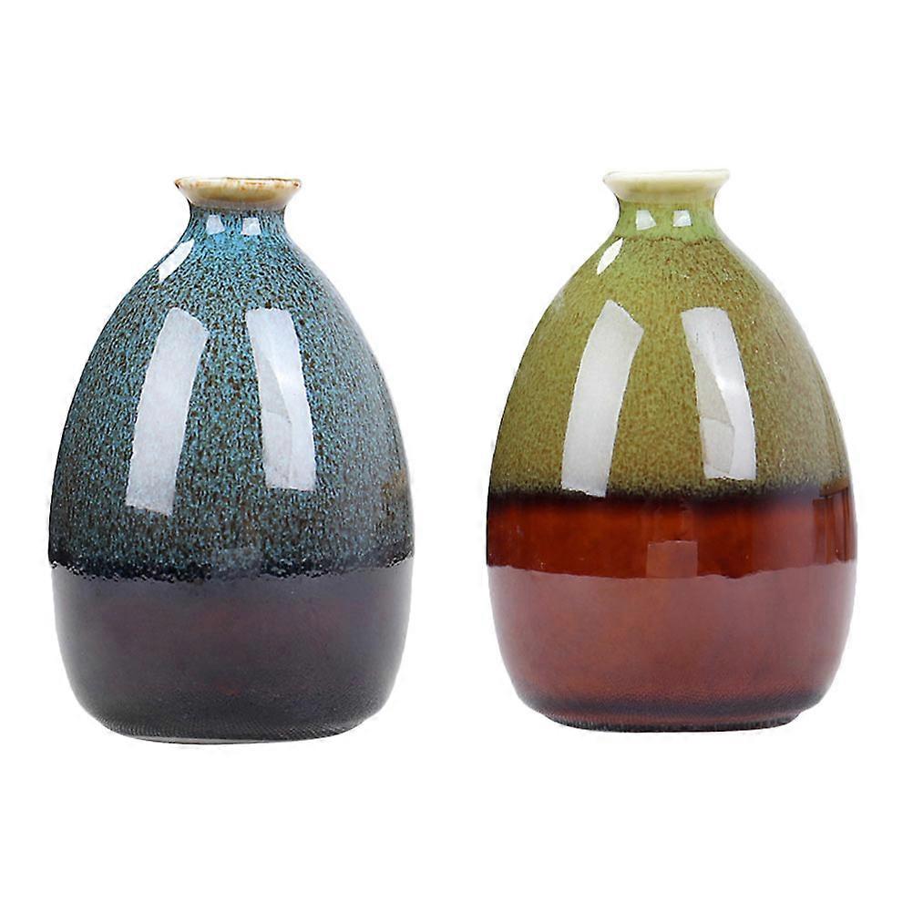 2pcs Miniature Ceramics Vase Unique Desktop Hydroponic Decorative Vase
